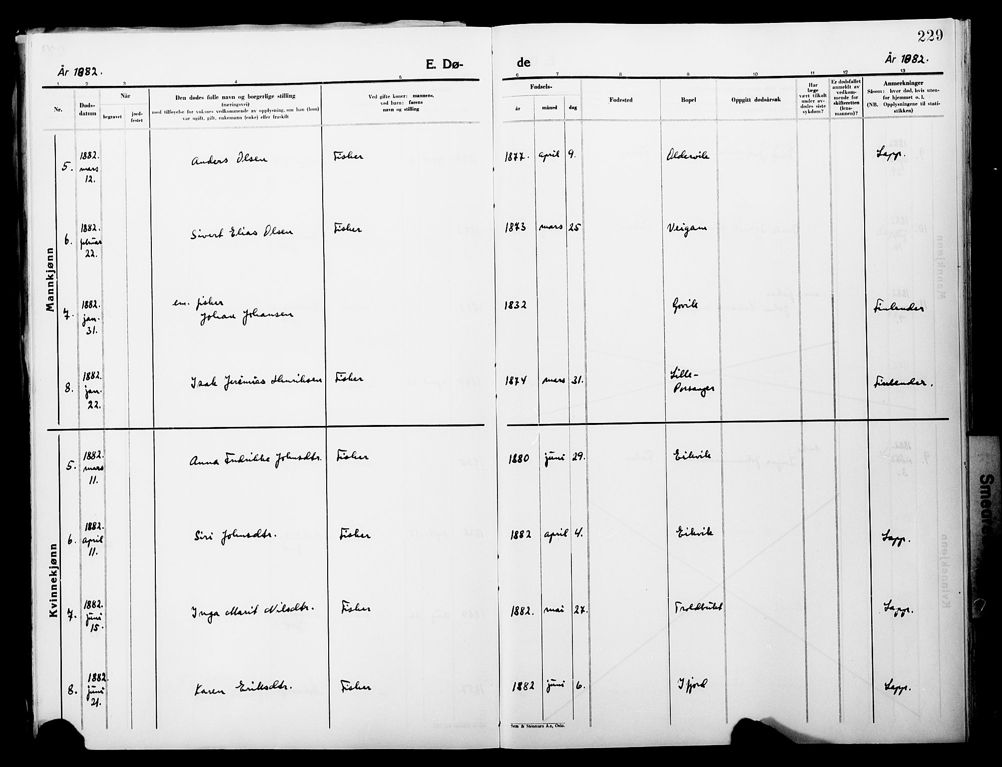 Lebesby sokneprestkontor, SATØ/S-1353/H/Ha/L0004kirke: Parish register (official) no. 4, 1870-1902, p. 229