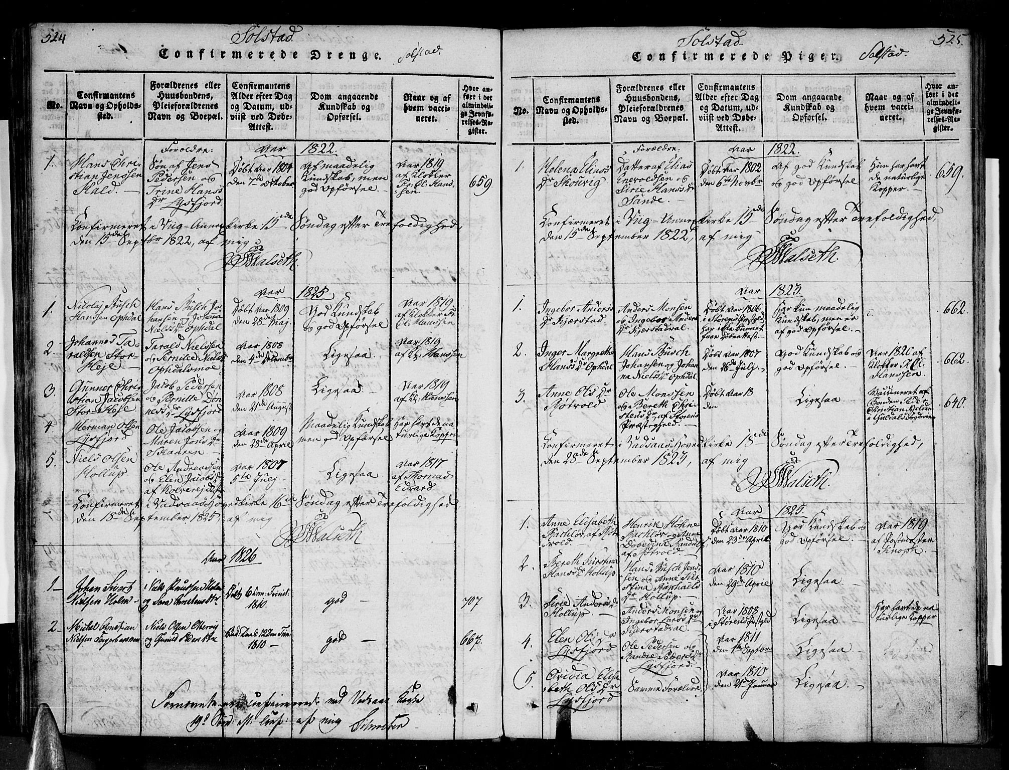 Ministerialprotokoller, klokkerbøker og fødselsregistre - Nordland, AV/SAT-A-1459/810/L0143: Parish register (official) no. 810A06 /2, 1820-1841, p. 524-525