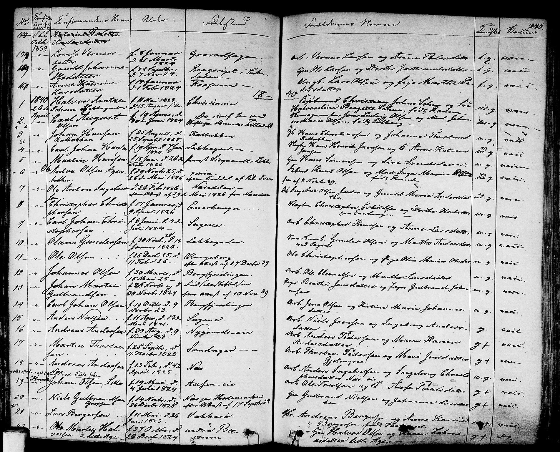 Aker prestekontor kirkebøker, SAO/A-10861/F/L0018: Parish register (official) no. 17, 1829-1852, p. 245