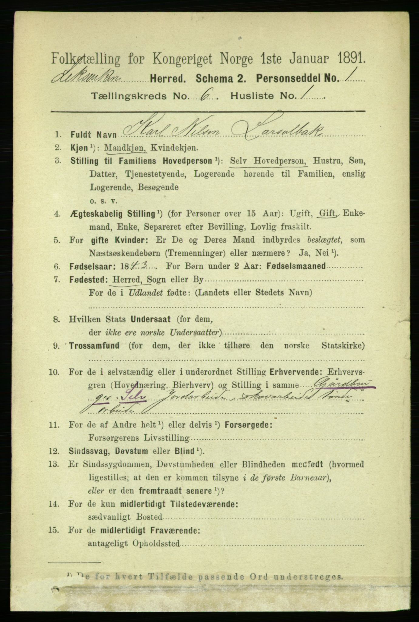 RA, 1891 census for 1718 Leksvik, 1891, p. 3184