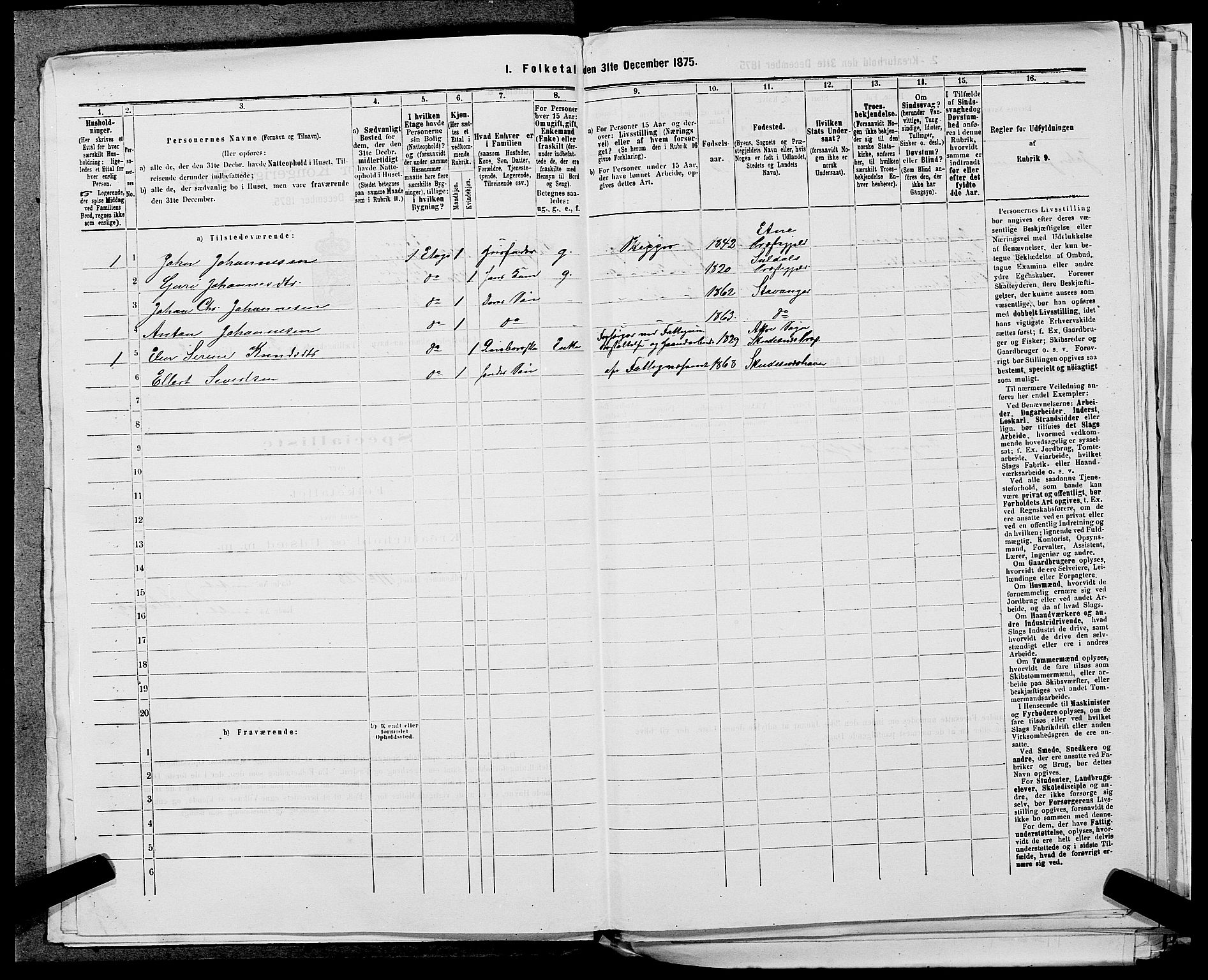 SAST, 1875 census for 1104B Skudenes/Skudeneshavn, 1875, p. 260