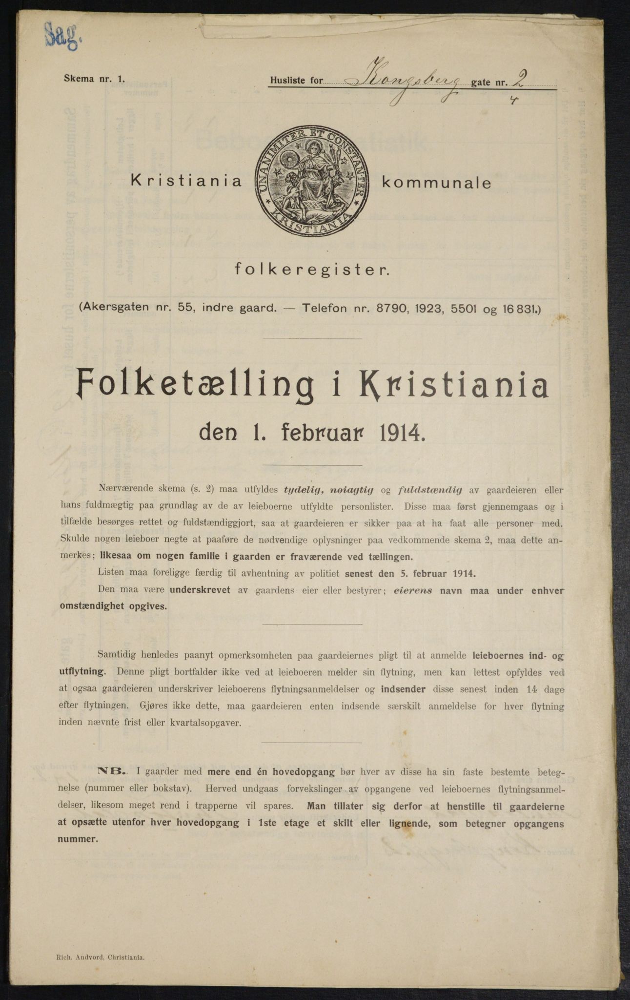 OBA, Municipal Census 1914 for Kristiania, 1914, p. 52588