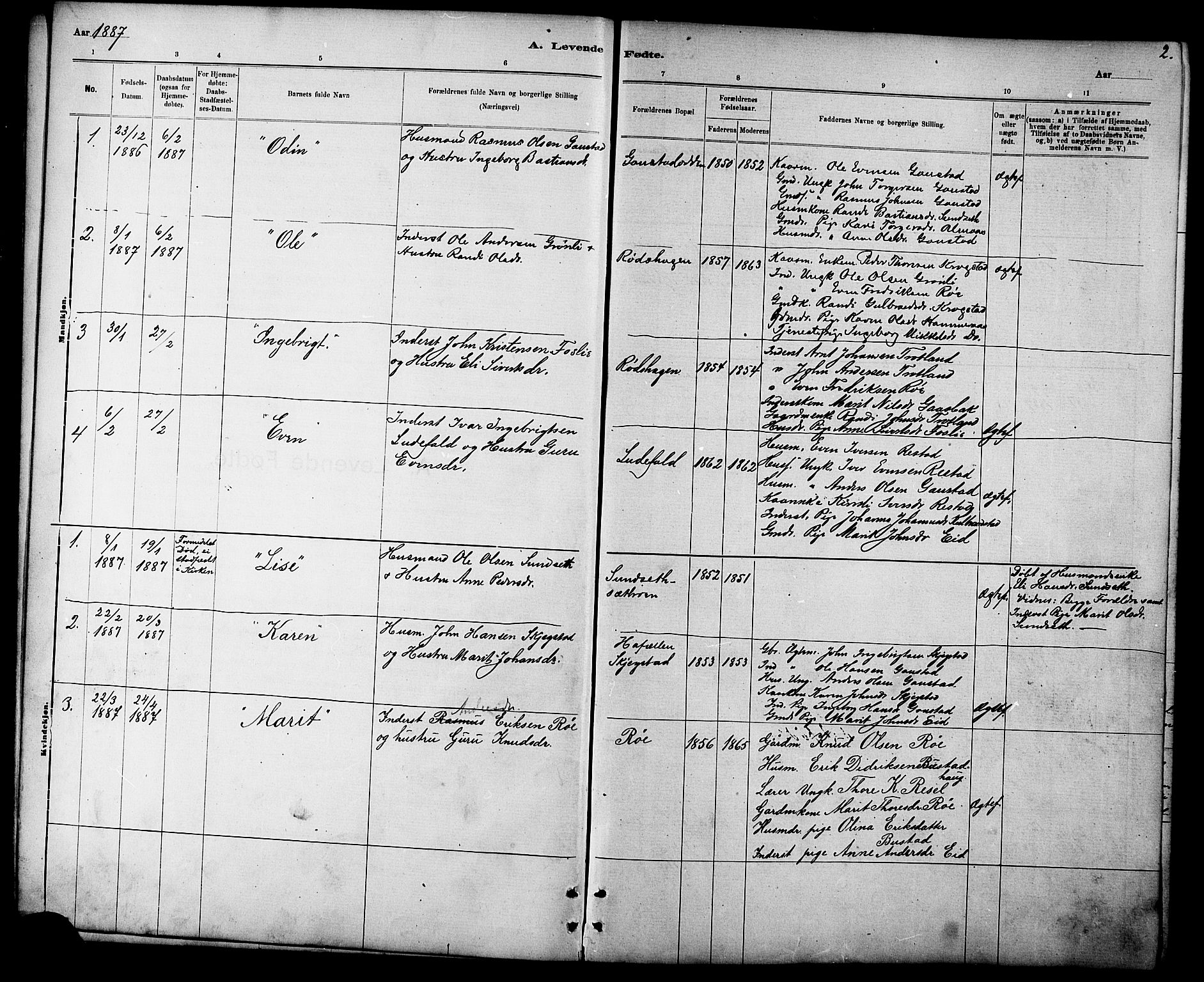 Ministerialprotokoller, klokkerbøker og fødselsregistre - Sør-Trøndelag, AV/SAT-A-1456/694/L1132: Parish register (copy) no. 694C04, 1887-1914, p. 2