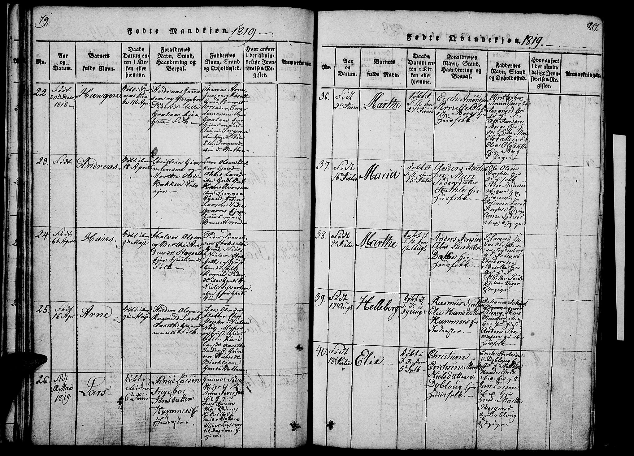 Vang prestekontor, Hedmark, AV/SAH-PREST-008/H/Ha/Haa/L0008: Parish register (official) no. 8, 1815-1826, p. 79-80