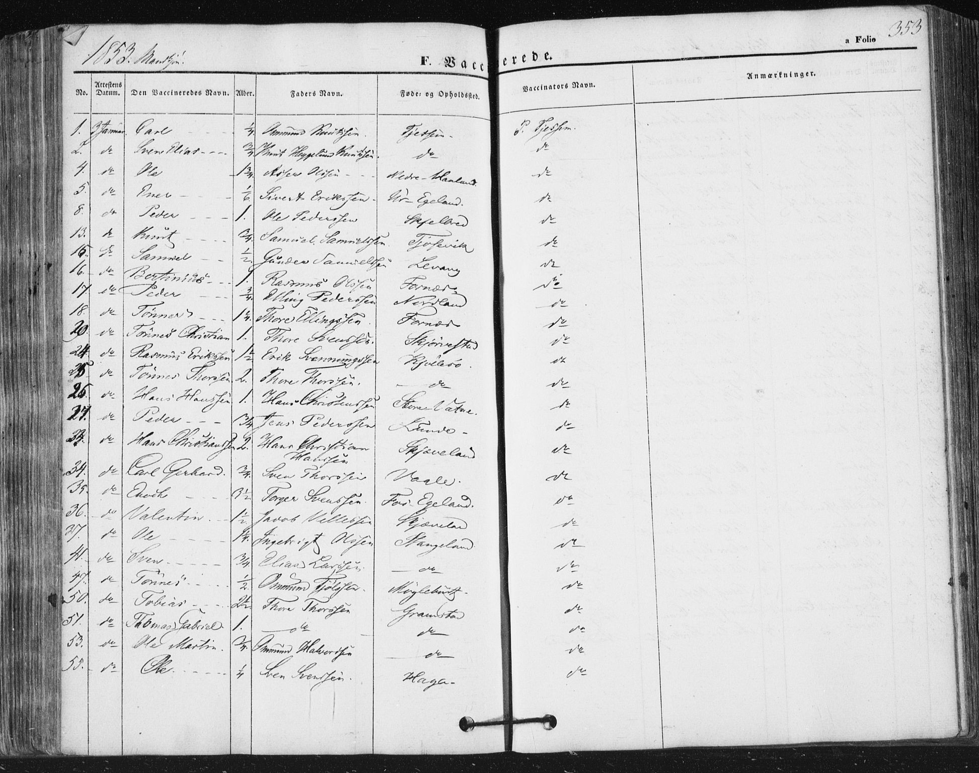 Høyland sokneprestkontor, SAST/A-101799/001/30BA/L0008: Parish register (official) no. A 8, 1841-1856, p. 353