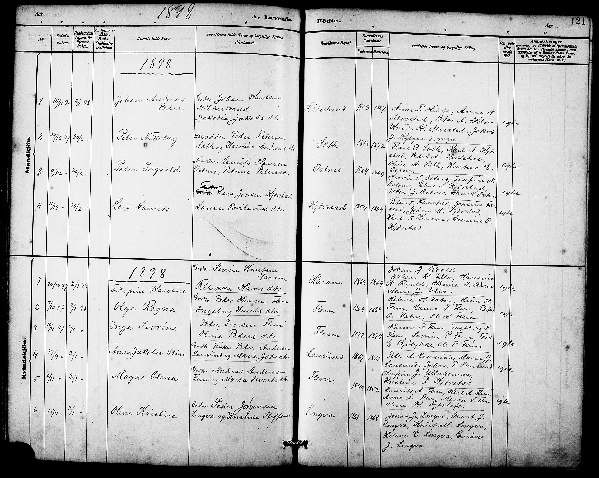 Ministerialprotokoller, klokkerbøker og fødselsregistre - Møre og Romsdal, AV/SAT-A-1454/536/L0510: Parish register (copy) no. 536C05, 1881-1898, p. 121