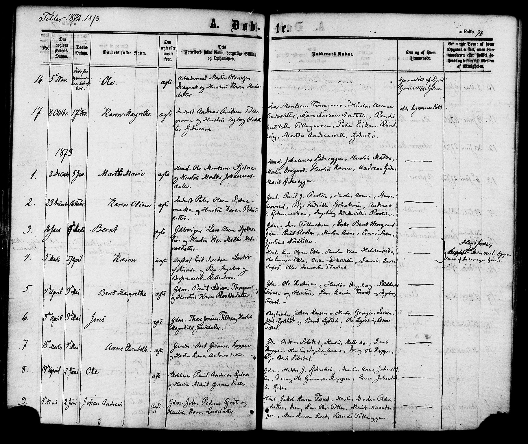 Ministerialprotokoller, klokkerbøker og fødselsregistre - Sør-Trøndelag, SAT/A-1456/618/L0443: Parish register (official) no. 618A06 /2, 1863-1879, p. 78