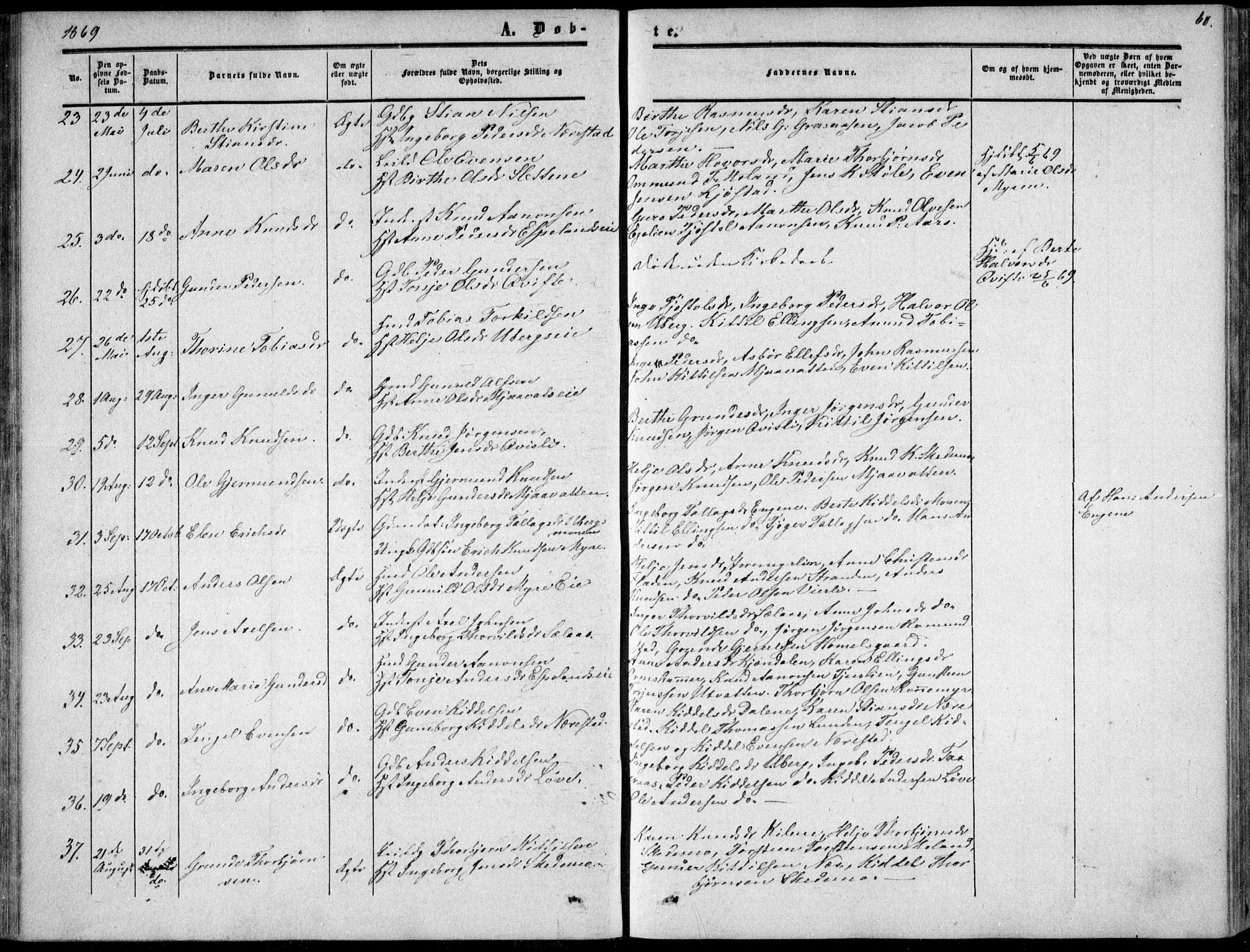 Gjerstad sokneprestkontor, AV/SAK-1111-0014/F/Fa/Fab/L0003: Parish register (official) no. A 3, 1853-1878, p. 60