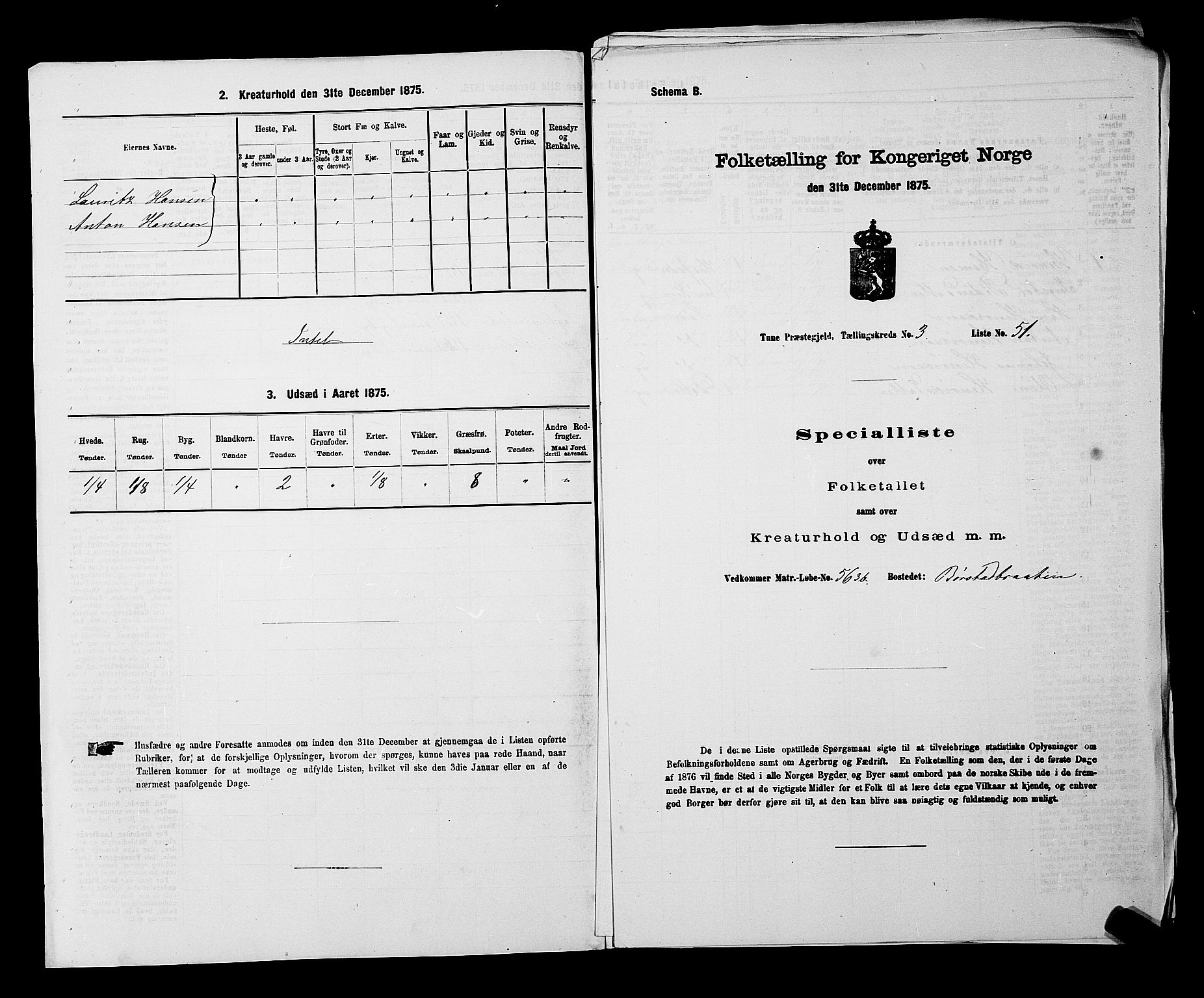 RA, 1875 census for 0130P Tune, 1875, p. 520