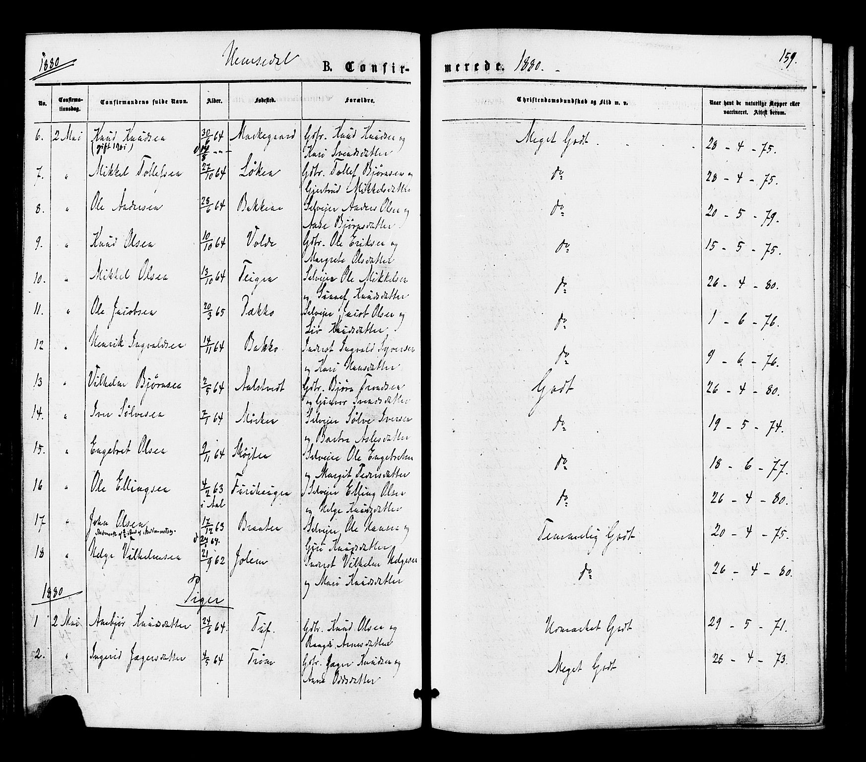 Gol kirkebøker, SAKO/A-226/F/Fa/L0004: Parish register (official) no. I 4, 1876-1886, p. 159