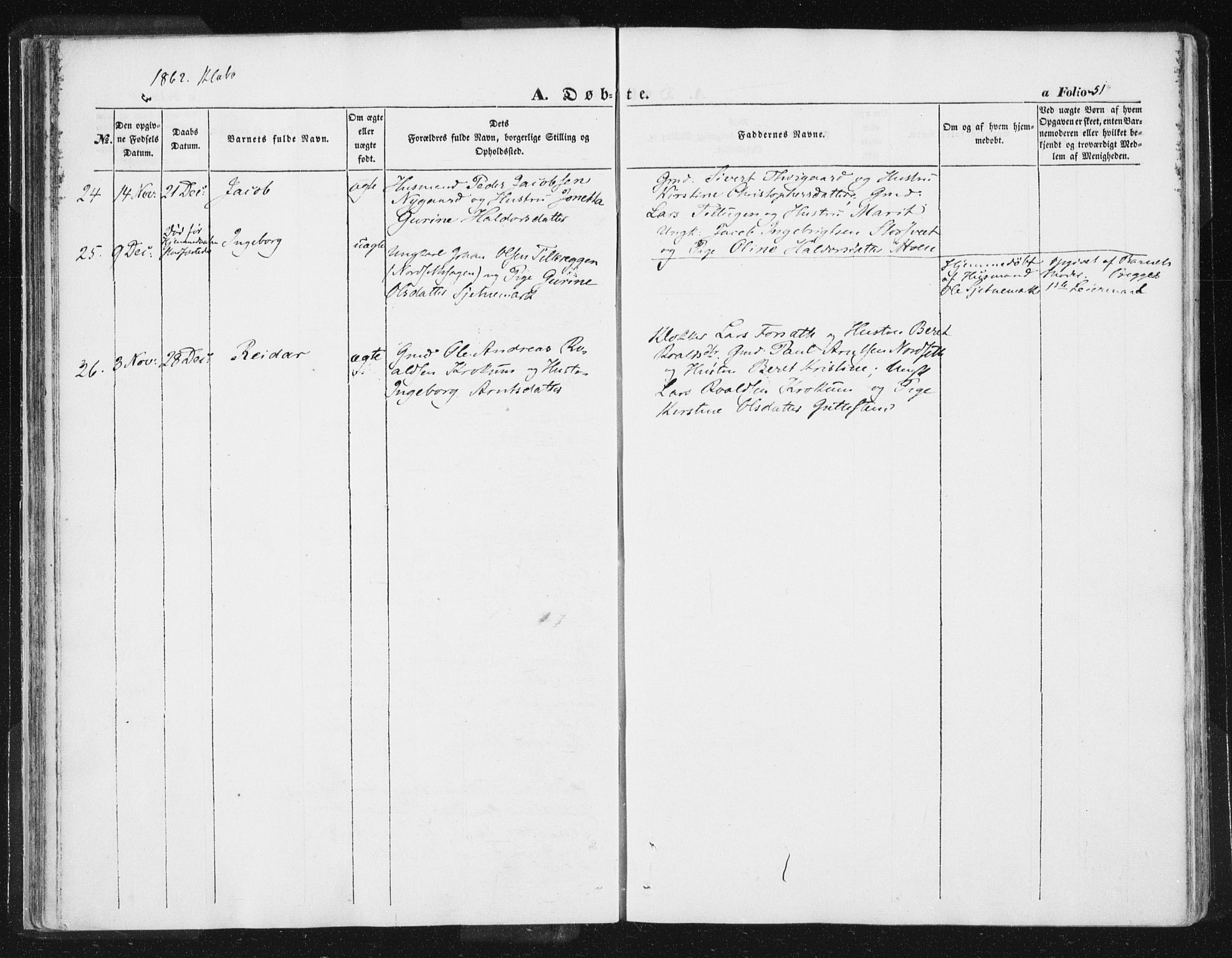 Ministerialprotokoller, klokkerbøker og fødselsregistre - Sør-Trøndelag, SAT/A-1456/618/L0441: Parish register (official) no. 618A05, 1843-1862, p. 51