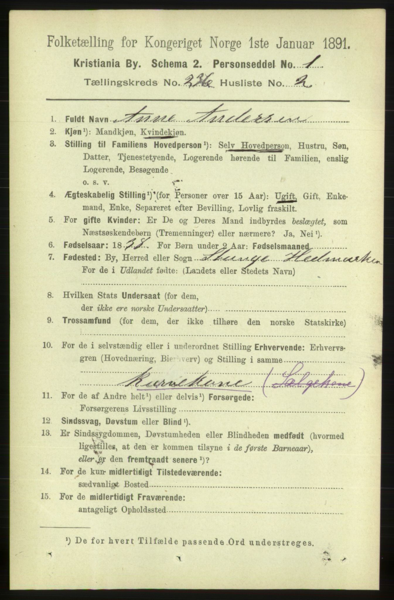 RA, 1891 census for 0301 Kristiania, 1891, p. 144009