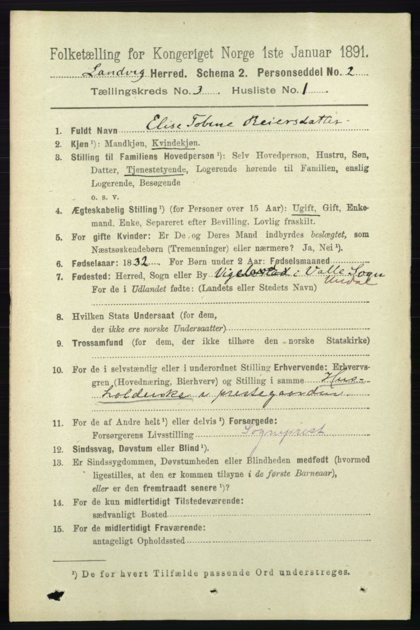 RA, 1891 census for 0924 Landvik, 1891, p. 1004