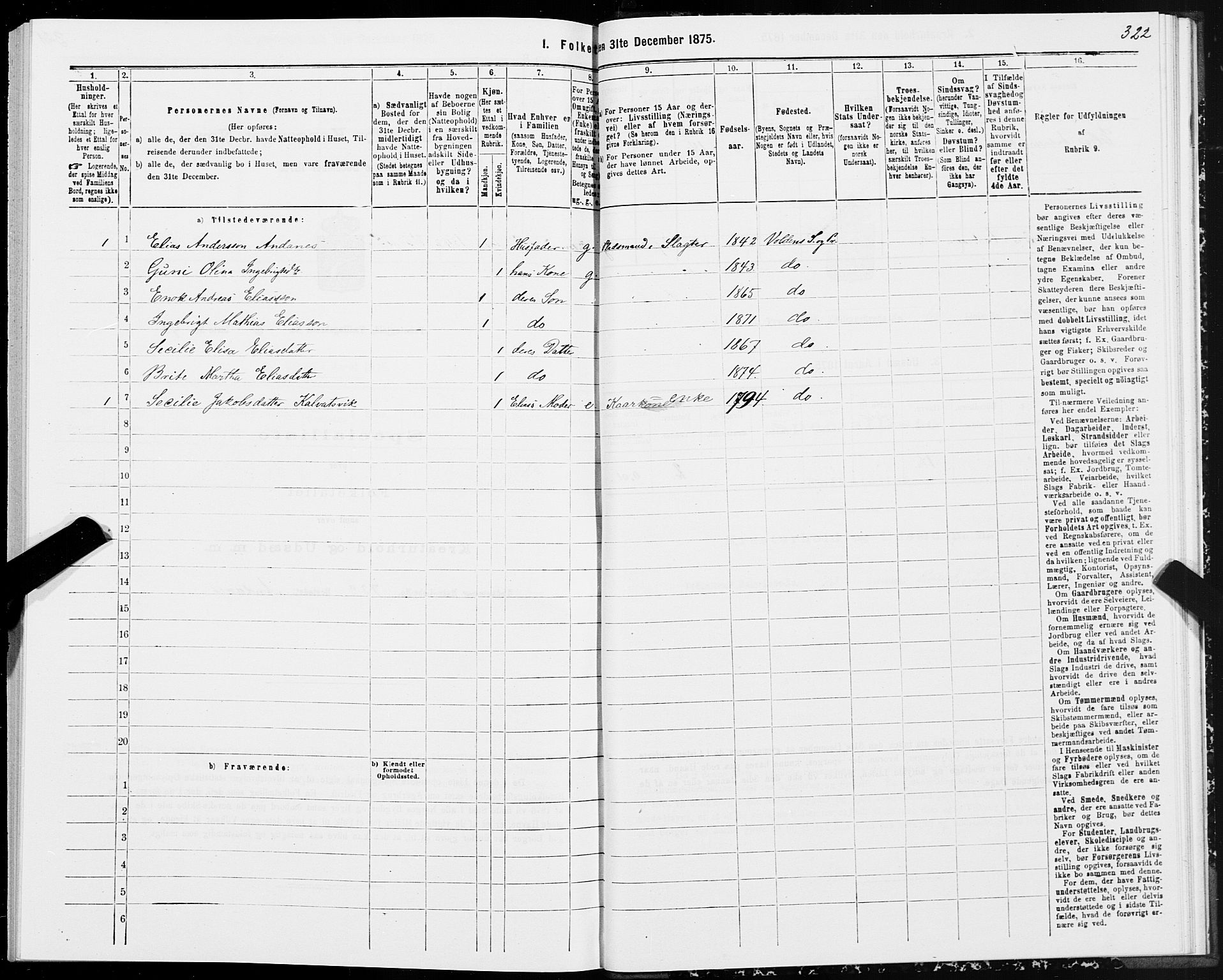 SAT, 1875 census for 1519P Volda, 1875, p. 4322