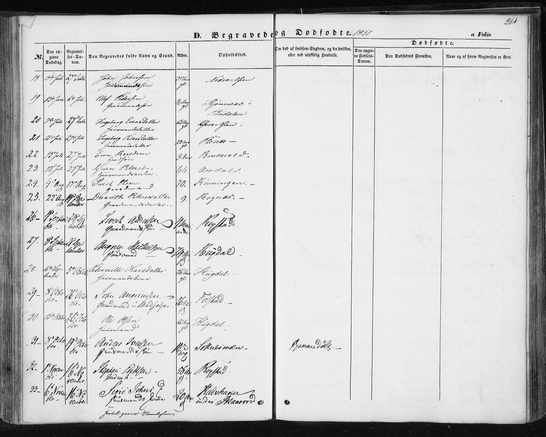 Ministerialprotokoller, klokkerbøker og fødselsregistre - Sør-Trøndelag, SAT/A-1456/687/L1000: Parish register (official) no. 687A06, 1848-1869, p. 214