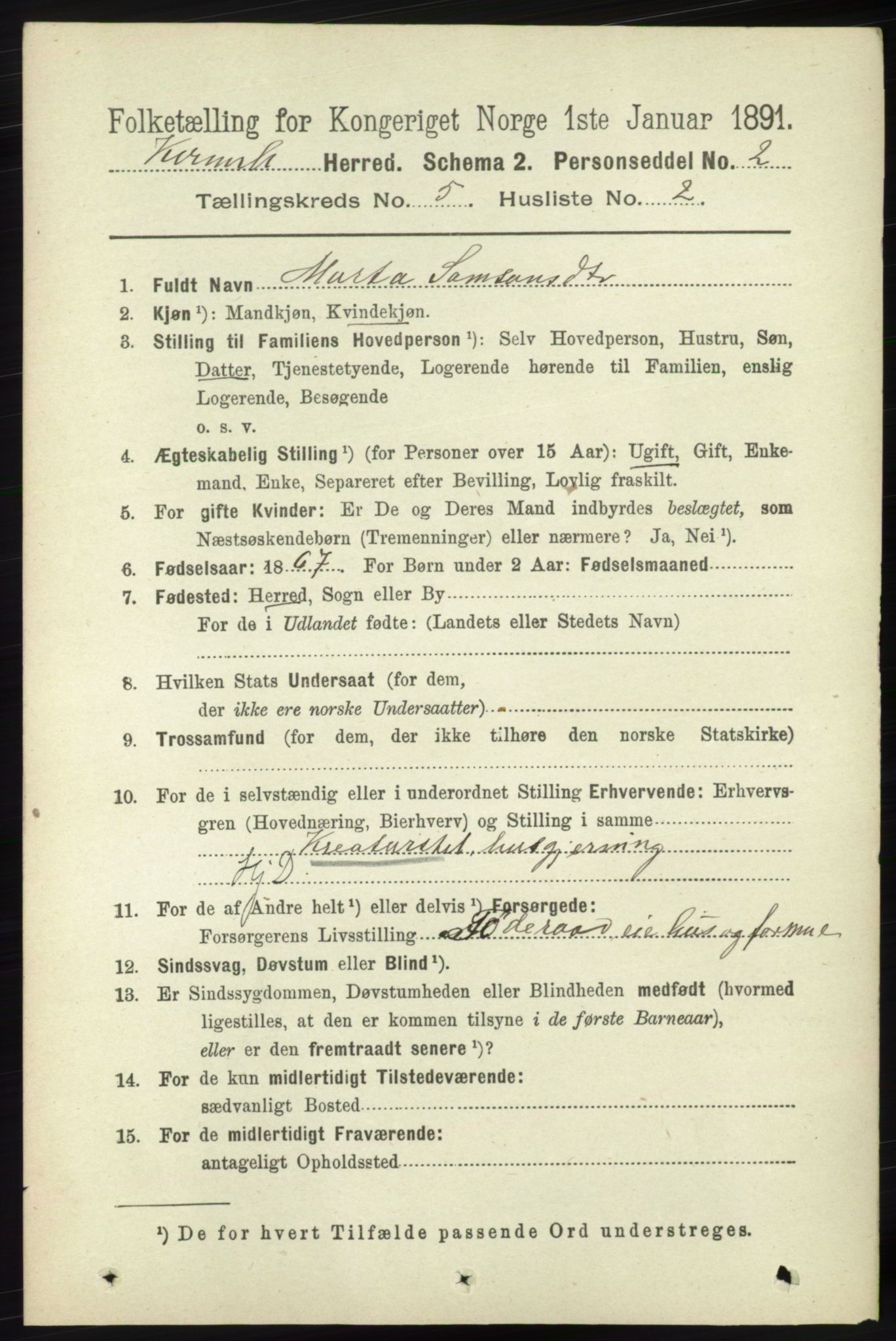 RA, 1891 census for 1224 Kvinnherad, 1891, p. 1748