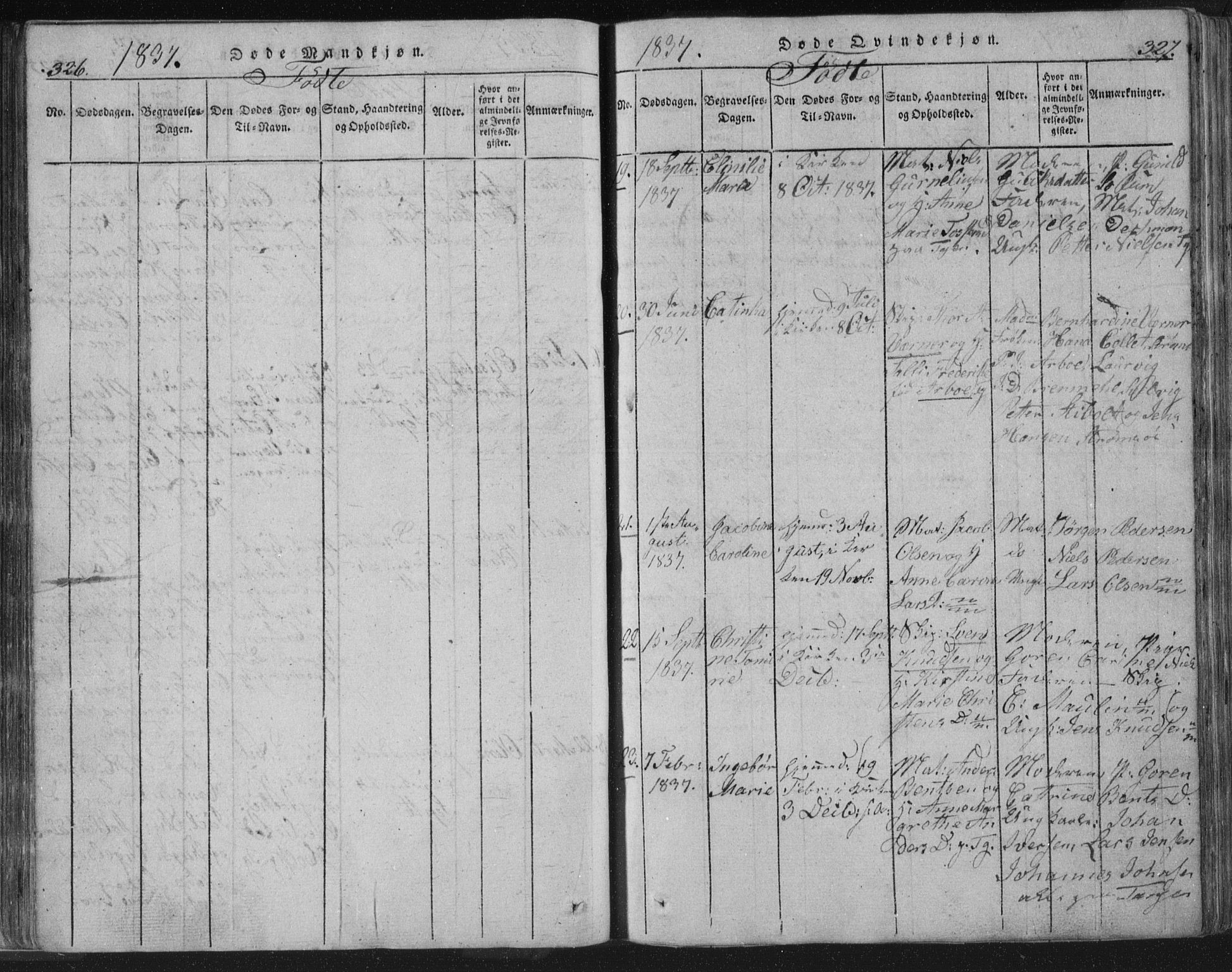 Strømsø kirkebøker, AV/SAKO-A-246/F/Fb/L0004: Parish register (official) no. II 4, 1814-1843, p. 326-327