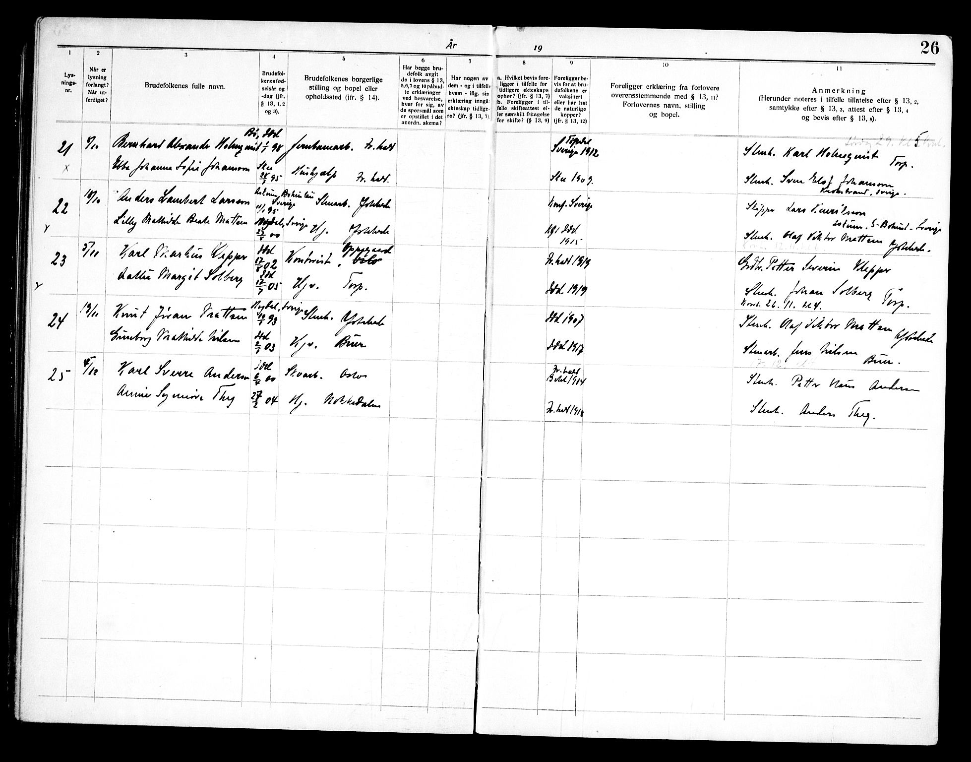 Idd prestekontor Kirkebøker, AV/SAO-A-10911/H/Ha/L0002: Banns register no. I 2, 1919-1958, p. 26