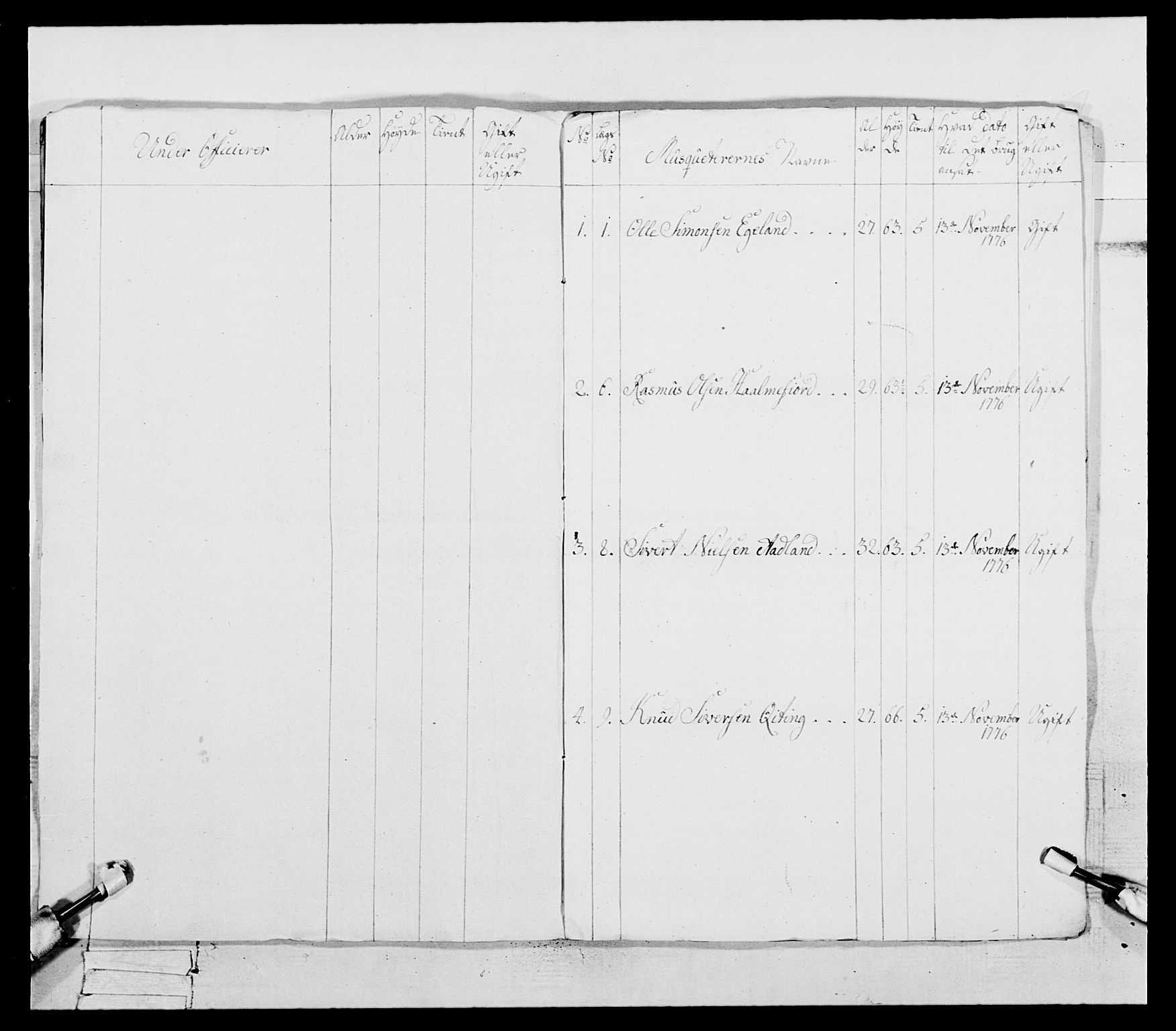 Generalitets- og kommissariatskollegiet, Det kongelige norske kommissariatskollegium, AV/RA-EA-5420/E/Eh/L0094: 2. Bergenhusiske nasjonale infanteriregiment, 1776-1779, p. 191