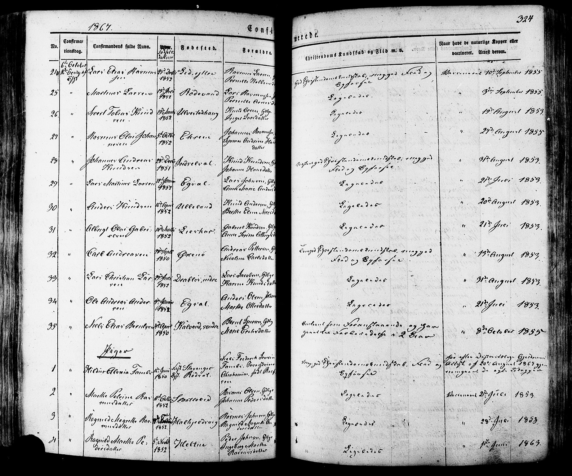 Ministerialprotokoller, klokkerbøker og fødselsregistre - Møre og Romsdal, AV/SAT-A-1454/511/L0140: Parish register (official) no. 511A07, 1851-1878, p. 324