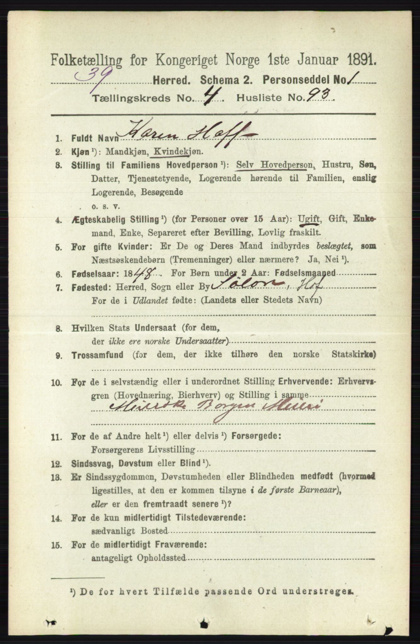 RA, 1891 census for 0235 Ullensaker, 1891, p. 2022