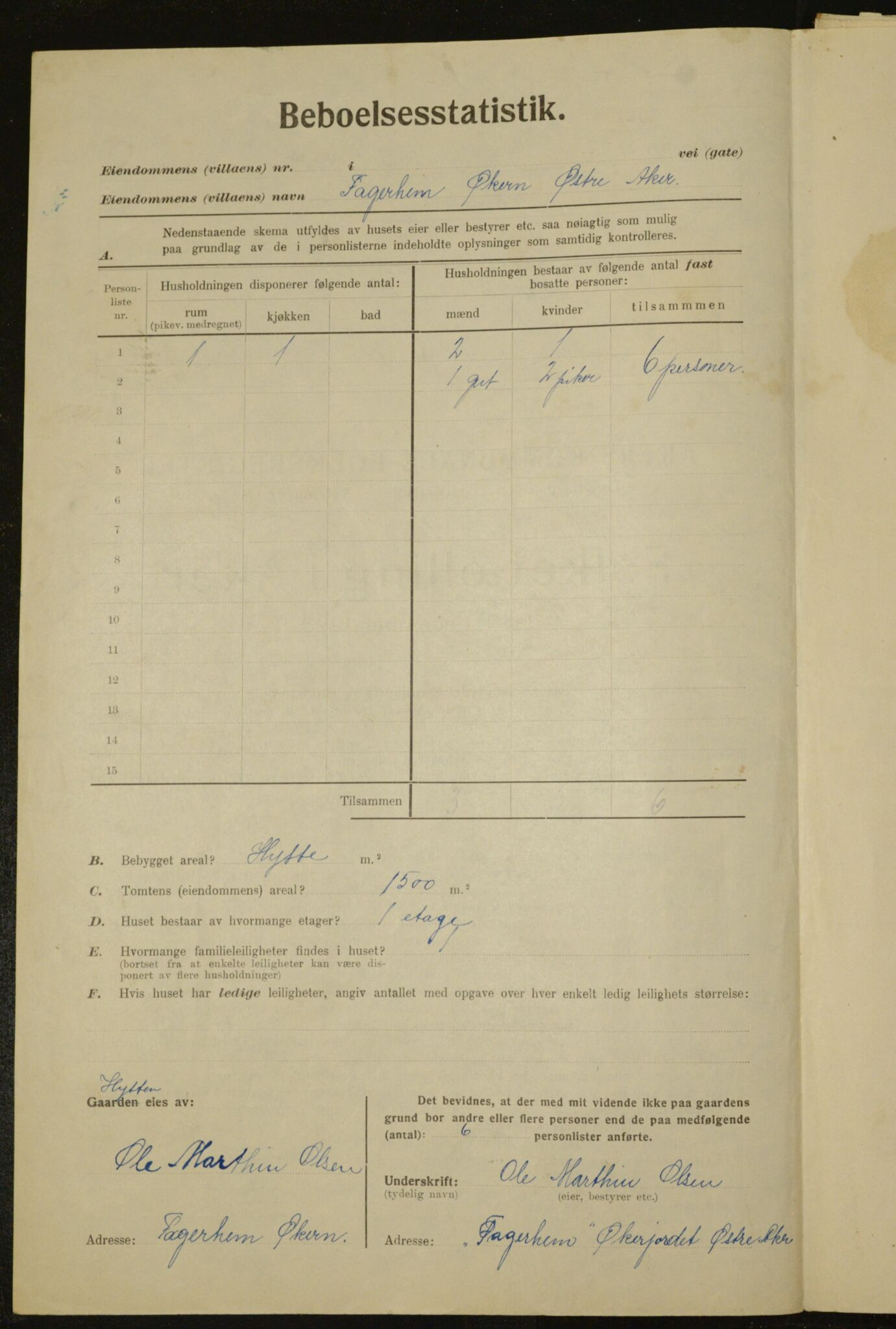 , Municipal Census 1923 for Aker, 1923, p. 35212