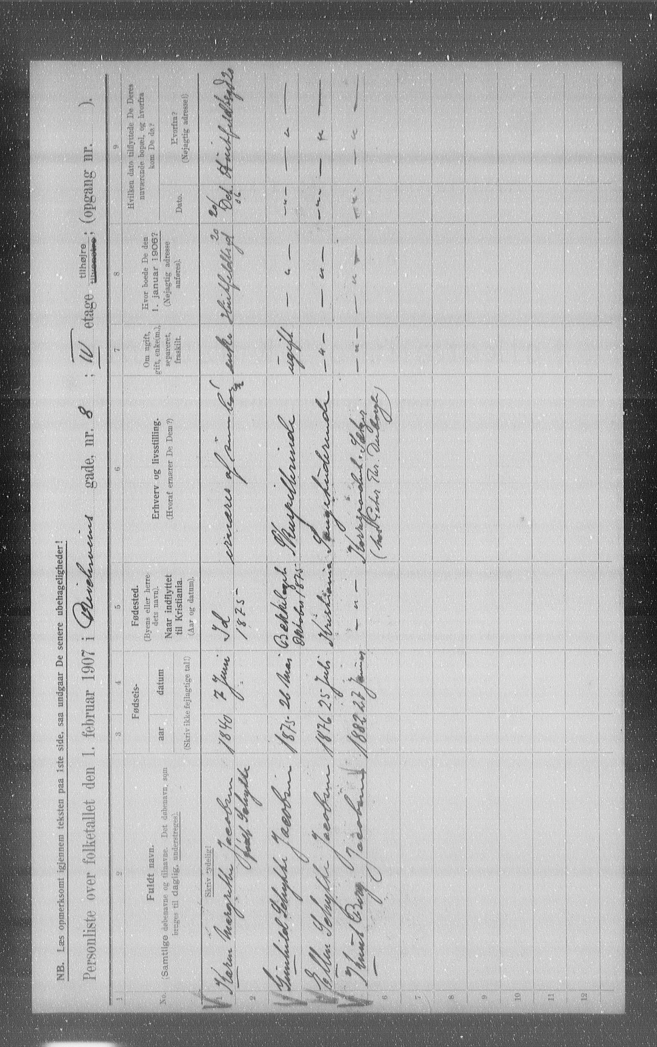 OBA, Municipal Census 1907 for Kristiania, 1907, p. 42266