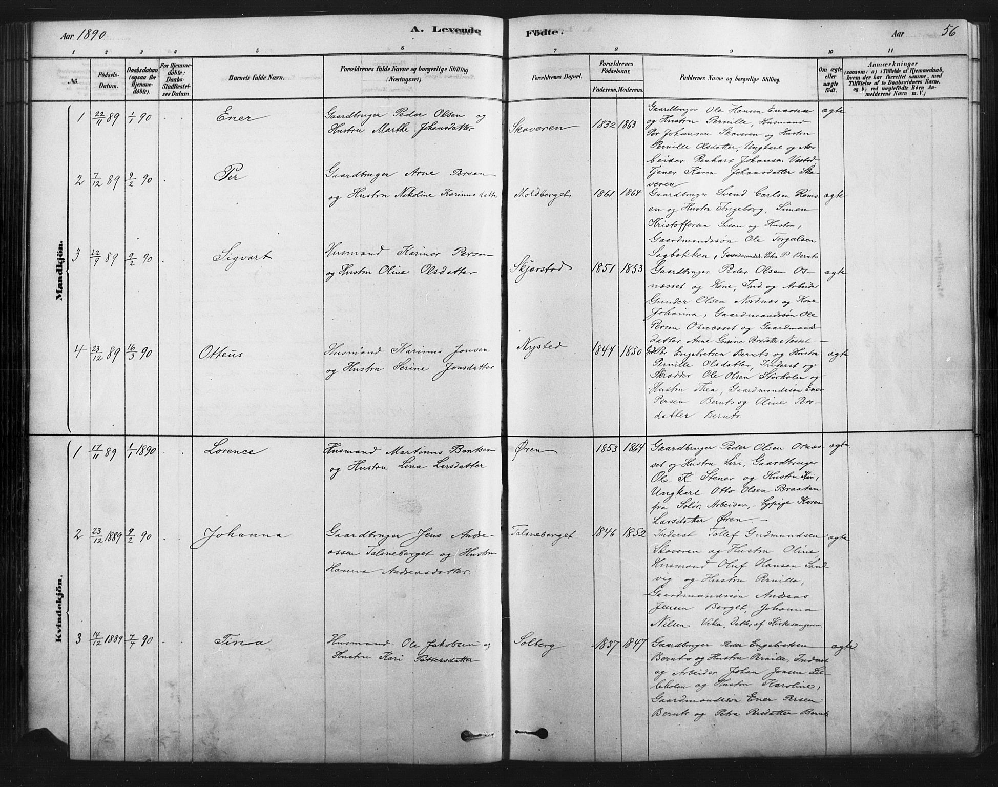 Åmot prestekontor, Hedmark, AV/SAH-PREST-056/H/Ha/Haa/L0012: Parish register (official) no. 12, 1878-1901, p. 56