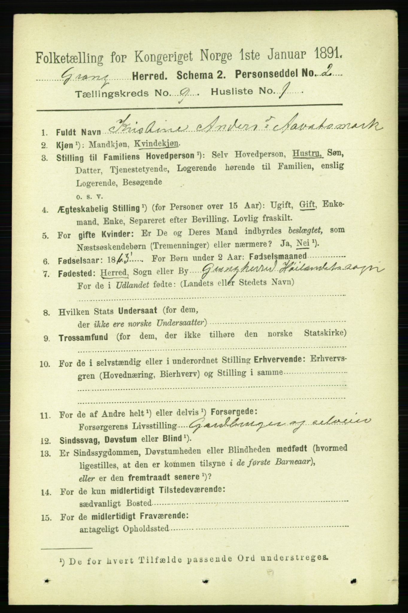 RA, 1891 census for 1742 Grong, 1891, p. 3139