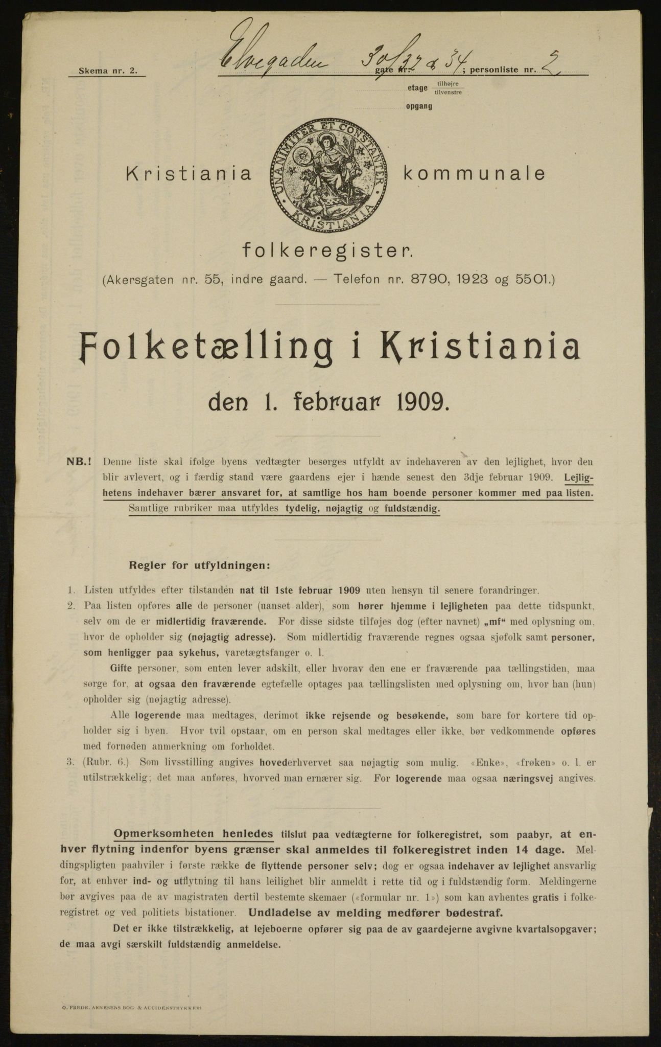 OBA, Municipal Census 1909 for Kristiania, 1909, p. 18915