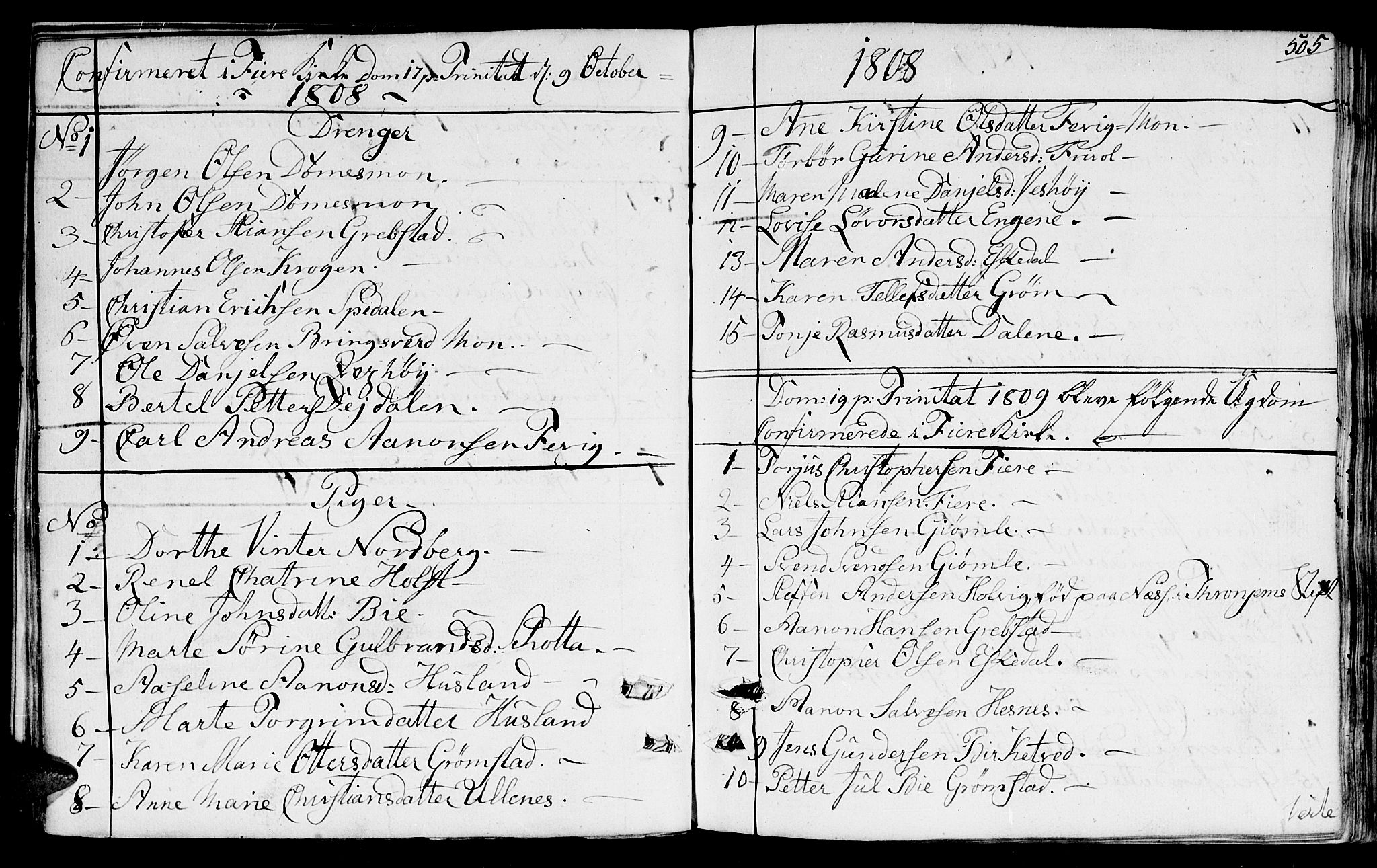 Fjære sokneprestkontor, SAK/1111-0011/F/Fb/L0006: Parish register (copy) no. B 6, 1803-1817, p. 505