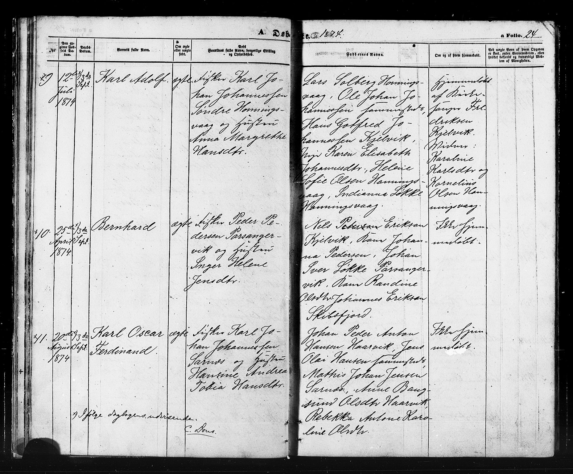 Måsøy sokneprestkontor, SATØ/S-1348/H/Ha/L0006kirke: Parish register (official) no. 6, 1861-1886, p. 24
