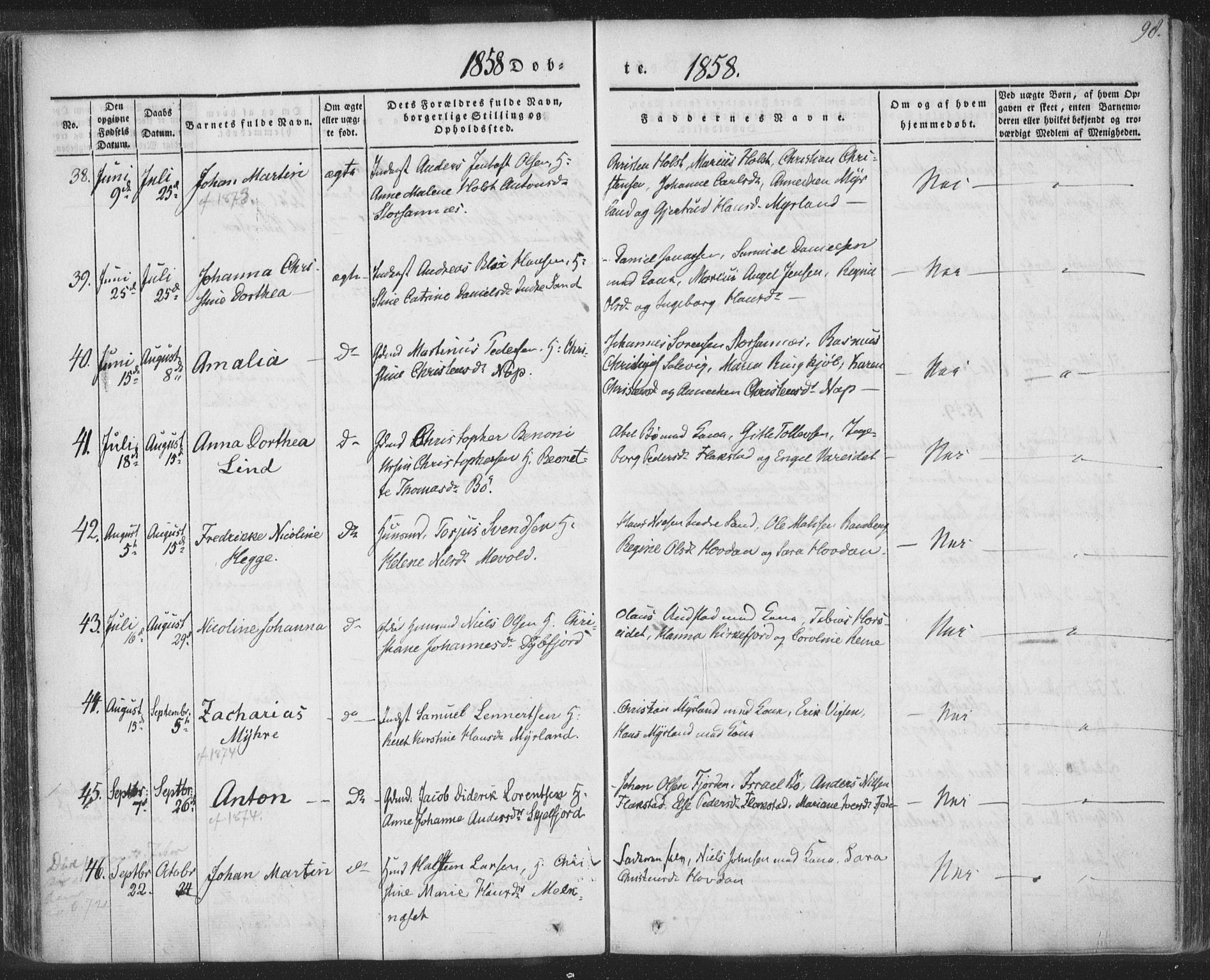 Ministerialprotokoller, klokkerbøker og fødselsregistre - Nordland, AV/SAT-A-1459/885/L1202: Parish register (official) no. 885A03, 1838-1859, p. 98