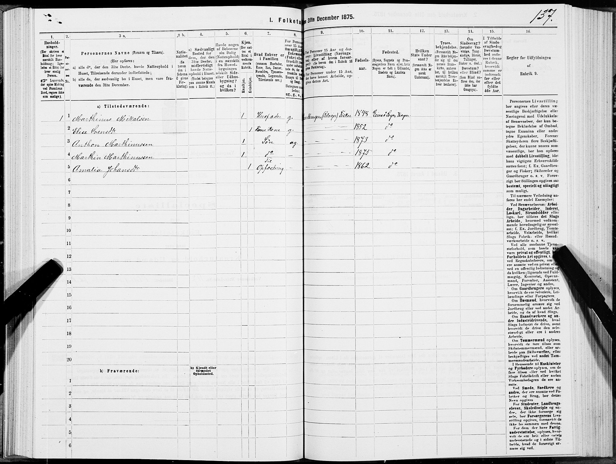 SAT, 1875 census for 1865P Vågan, 1875, p. 5137