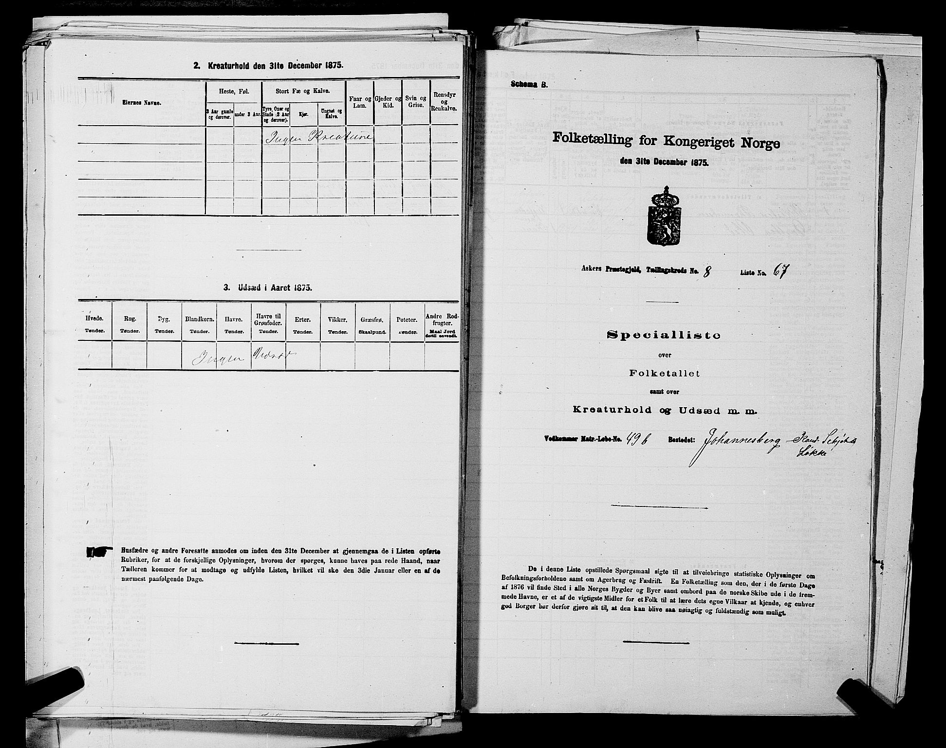 RA, 1875 census for 0220P Asker, 1875, p. 1645