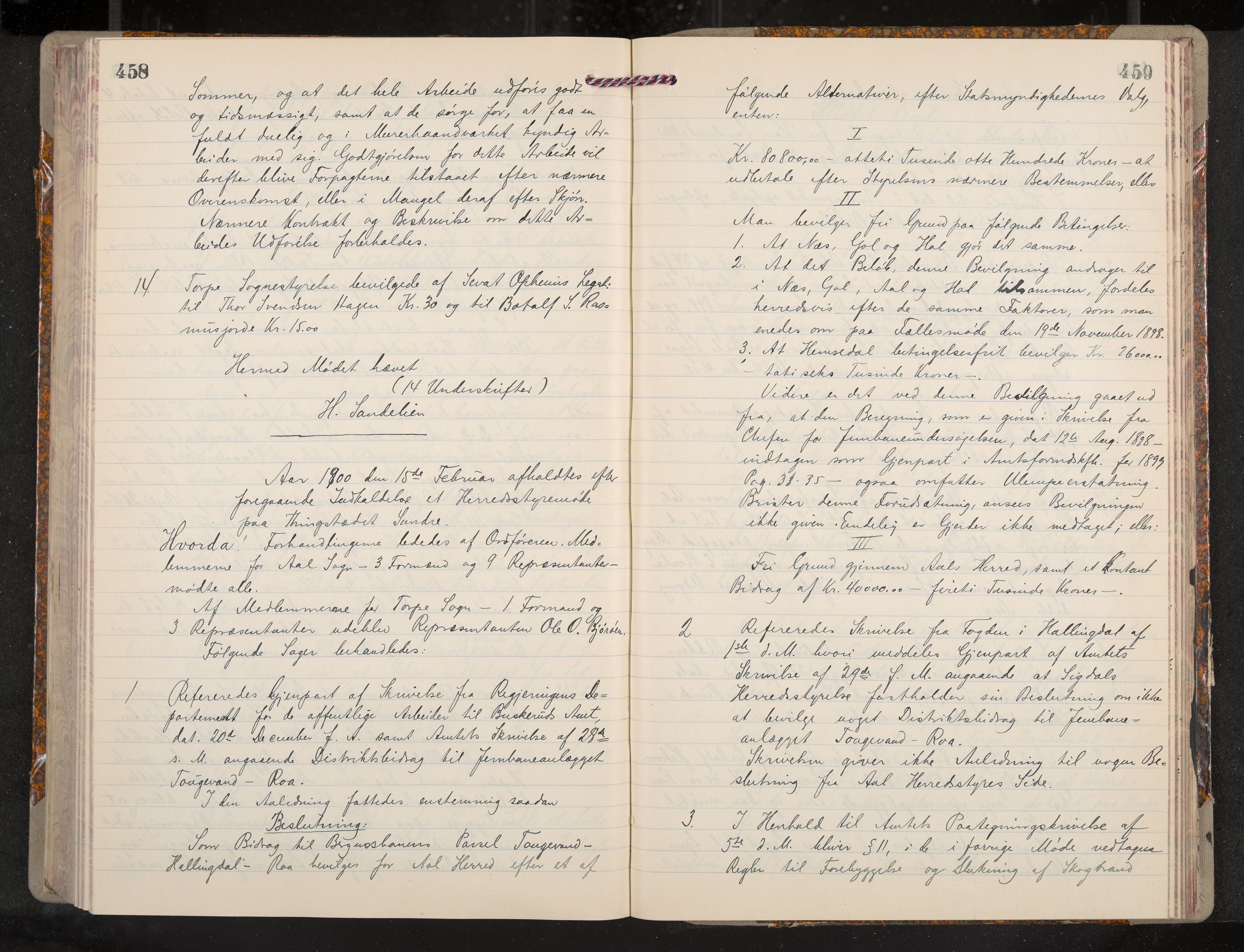 Ål formannskap og sentraladministrasjon, IKAK/0619021/A/Aa/L0004: Utskrift av møtebok, 1881-1901, p. 458-459