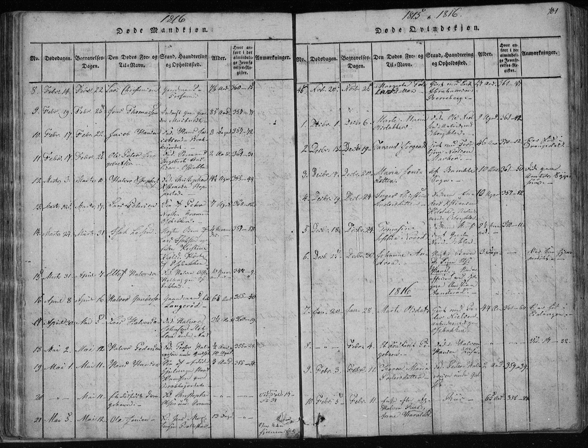 Gjerpen kirkebøker, SAKO/A-265/F/Fa/L0004: Parish register (official) no. I 4, 1814-1823, p. 101