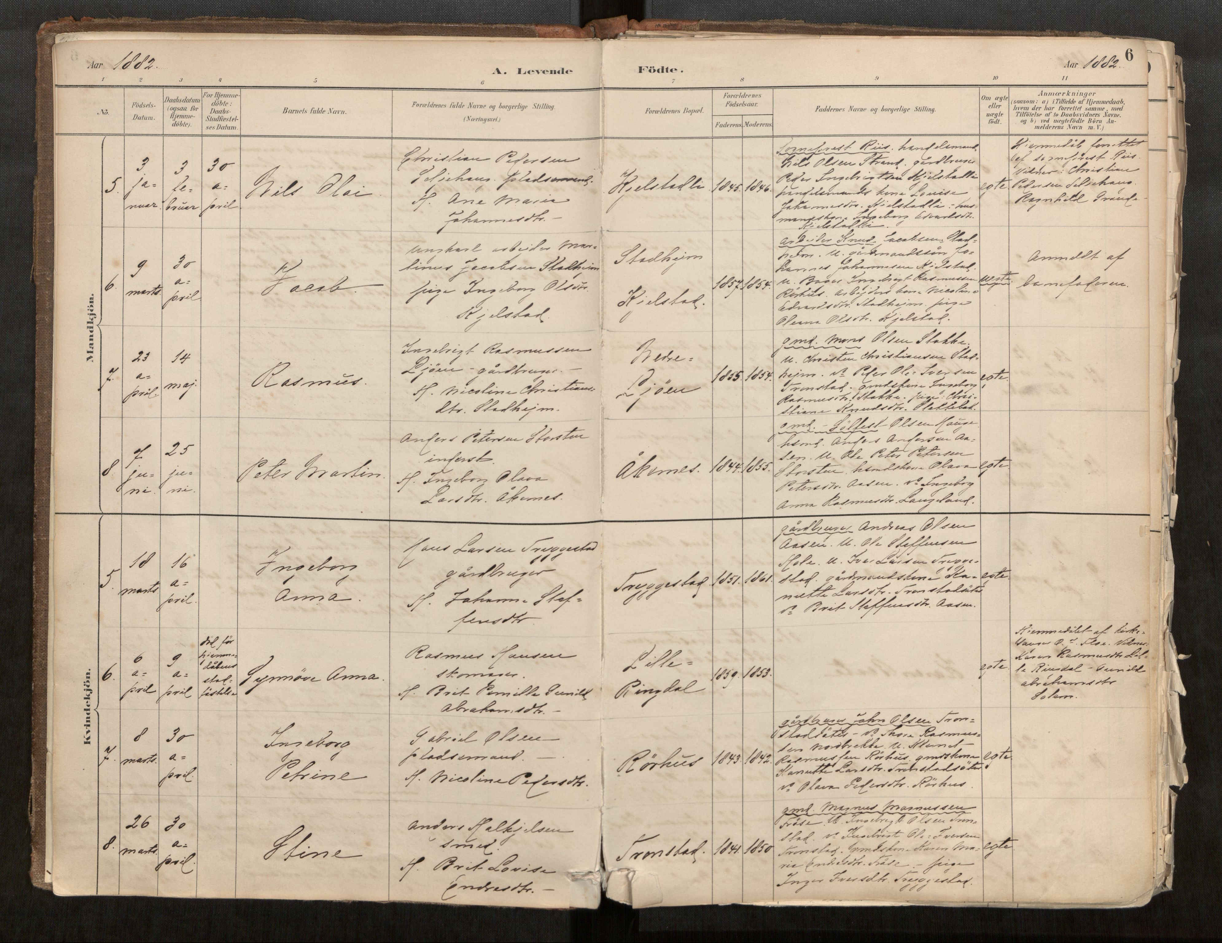 Sunnylven sokneprestkontor, AV/SAT-A-1007: Parish register (official) no. 517A08, 1882-1939, p. 6