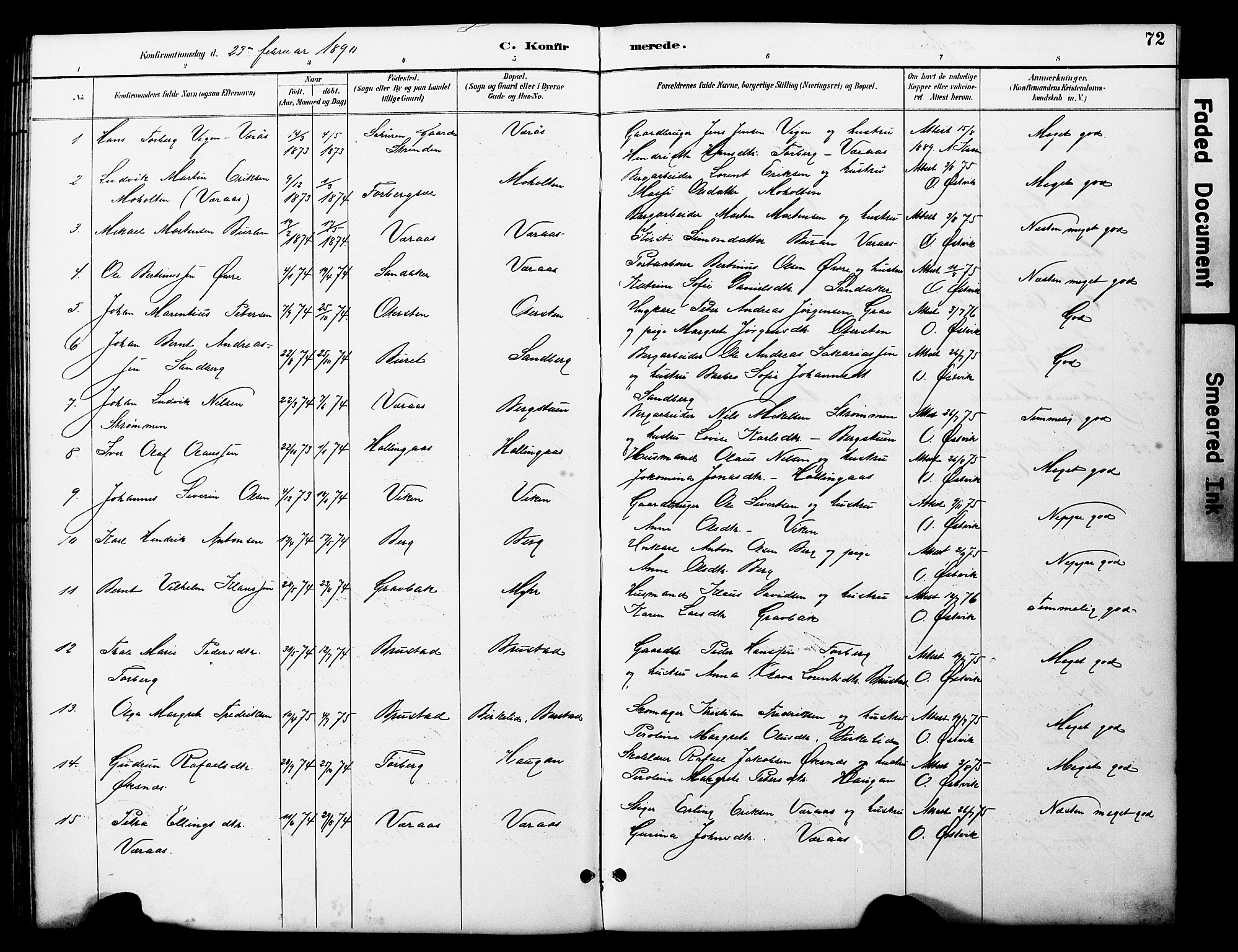 Ministerialprotokoller, klokkerbøker og fødselsregistre - Nord-Trøndelag, SAT/A-1458/722/L0226: Parish register (copy) no. 722C02, 1889-1927, p. 72