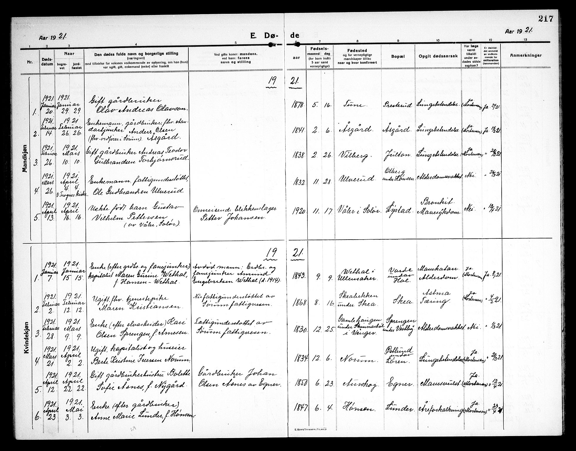 Sørum prestekontor Kirkebøker, AV/SAO-A-10303/G/Ga/L0008: Parish register (copy) no. I 8, 1917-1934, p. 217