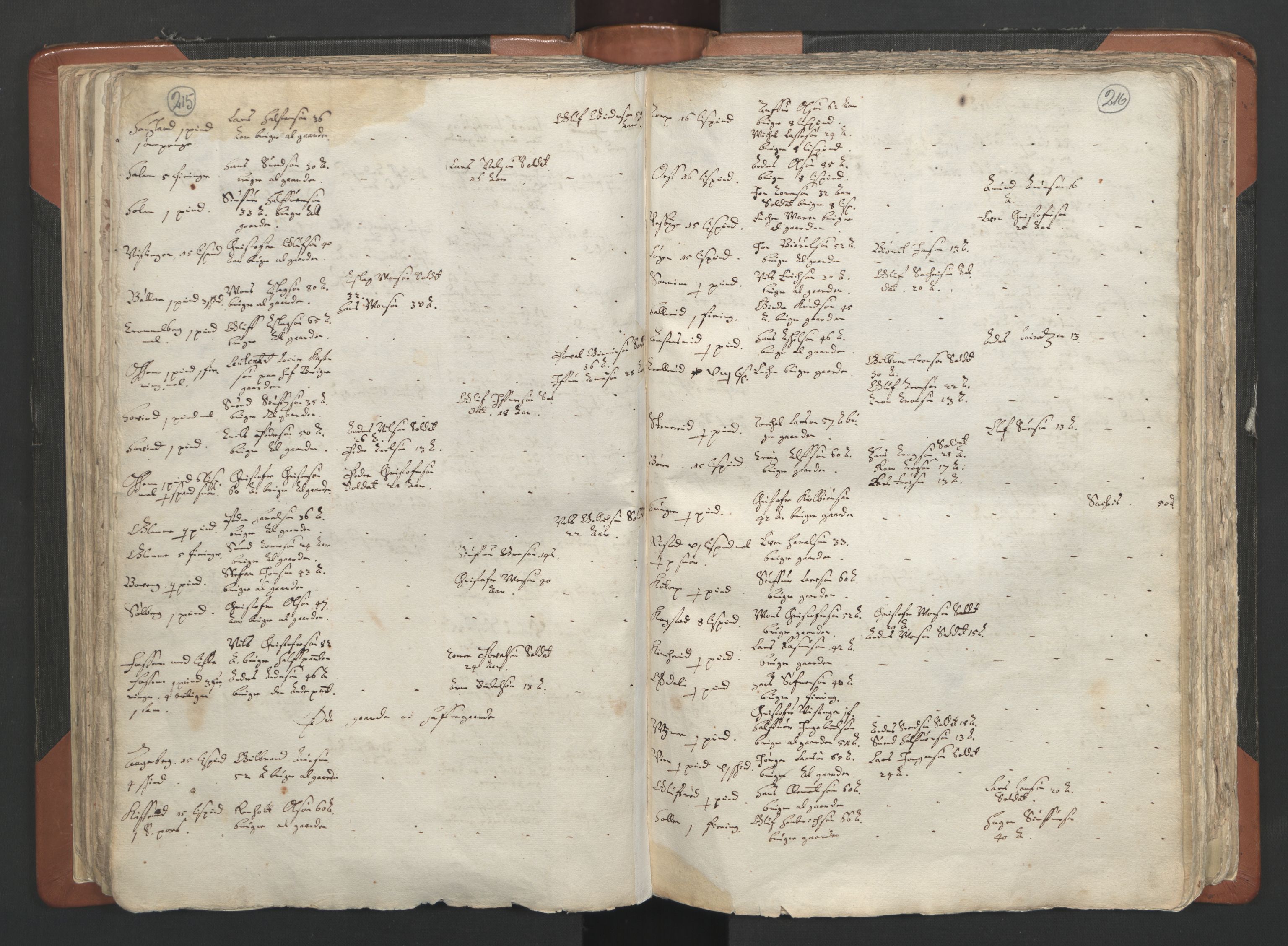 RA, Vicar's Census 1664-1666, no. 2: Øvre Borgesyssel deanery, 1664-1666, p. 215-216