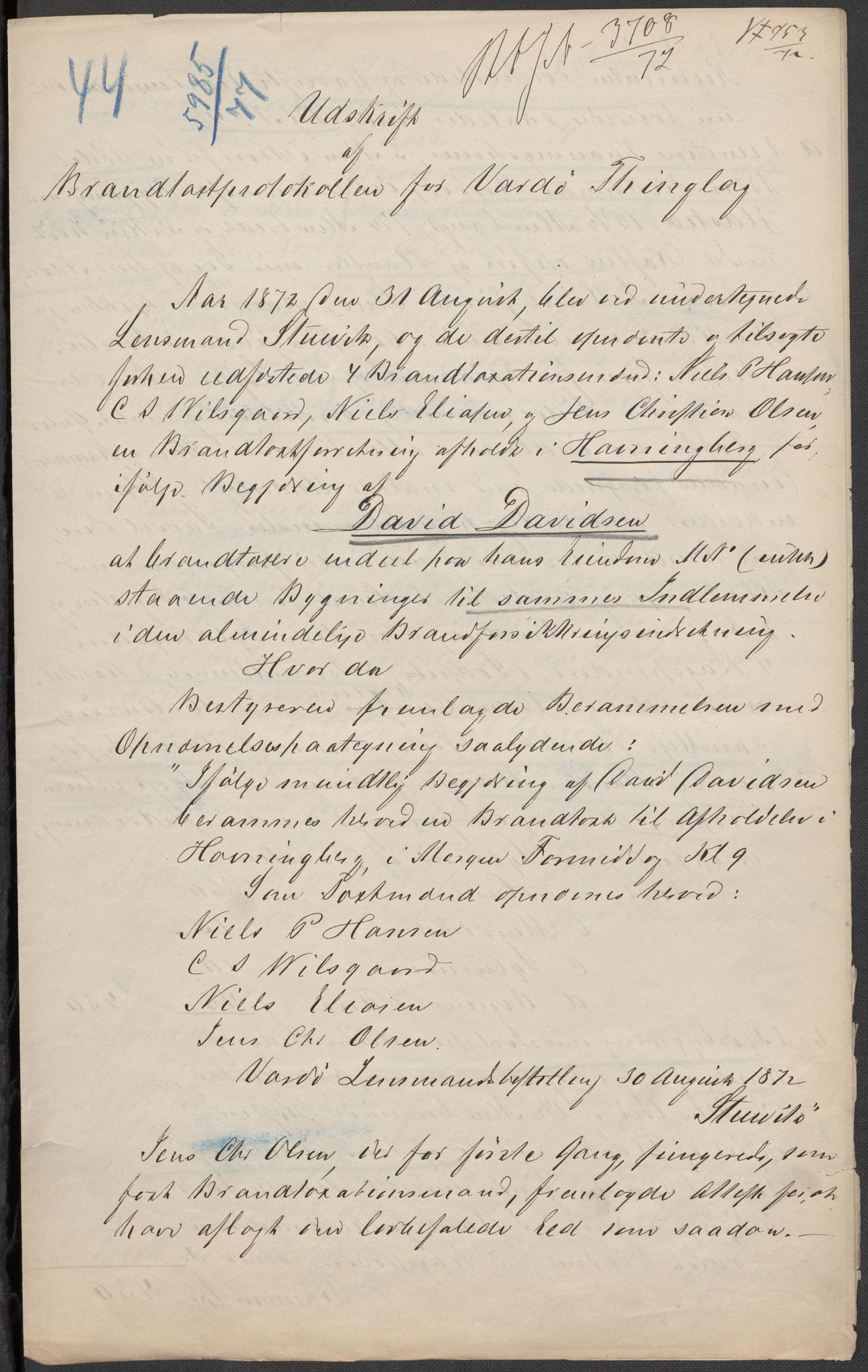 Norges Brannkasse, RA/S-1549/E/Eu/L0013: Branntakster for Vardø by, 1843-1955, p. 300