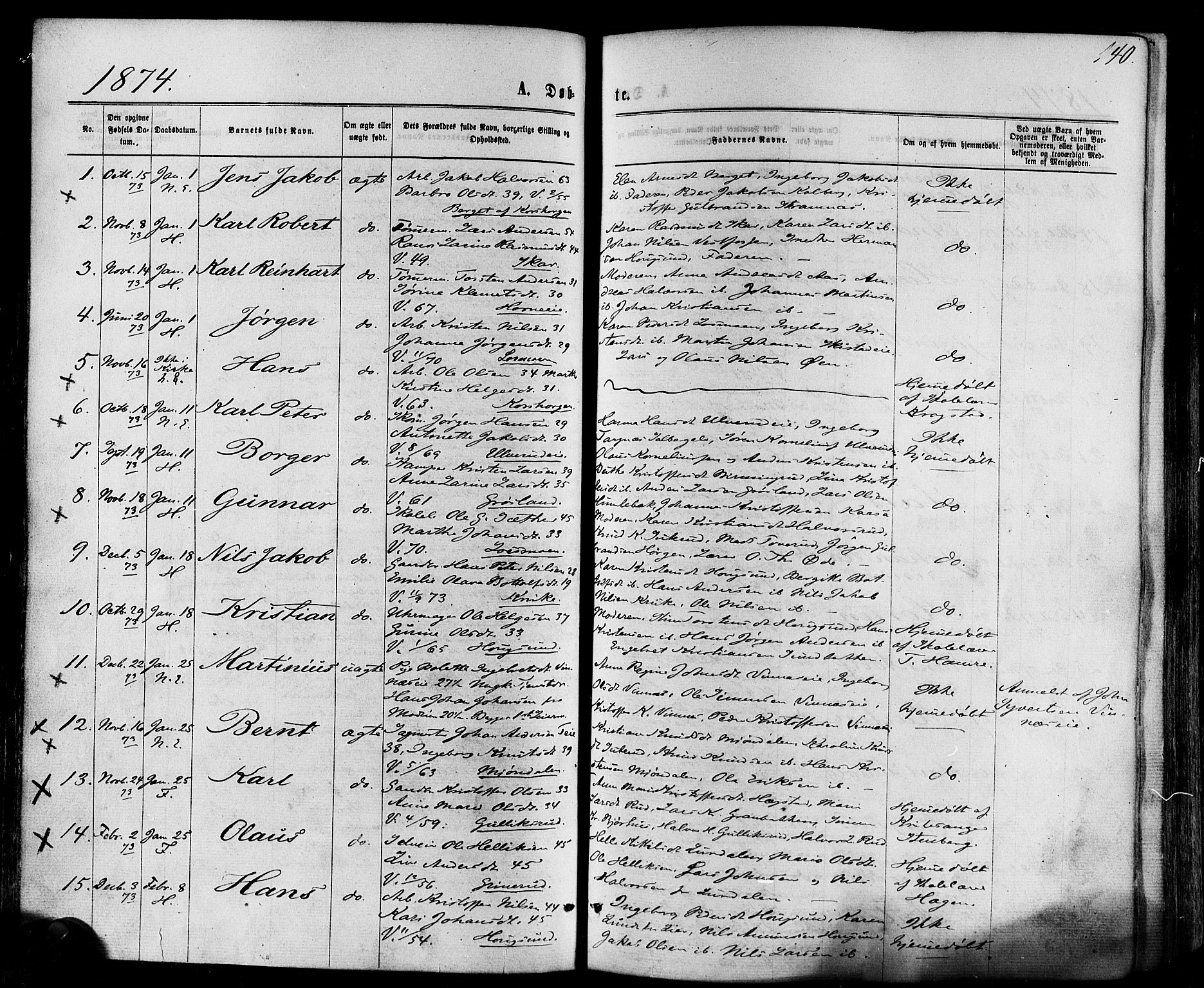 Eiker kirkebøker, AV/SAKO-A-4/F/Fa/L0017: Parish register (official) no. I 17, 1869-1877, p. 140