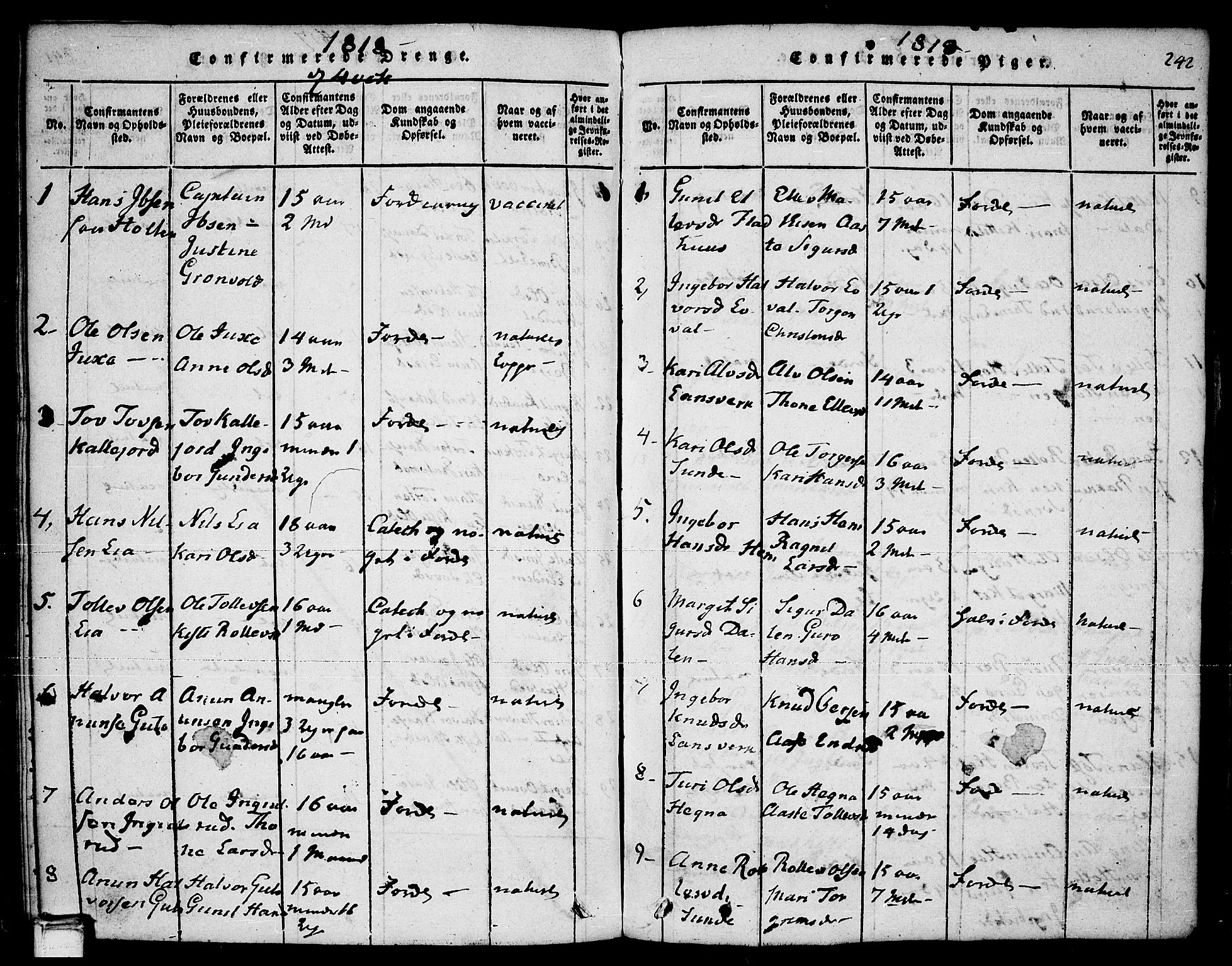 Sauherad kirkebøker, SAKO/A-298/F/Fa/L0005: Parish register (official) no. I 5, 1815-1829, p. 242