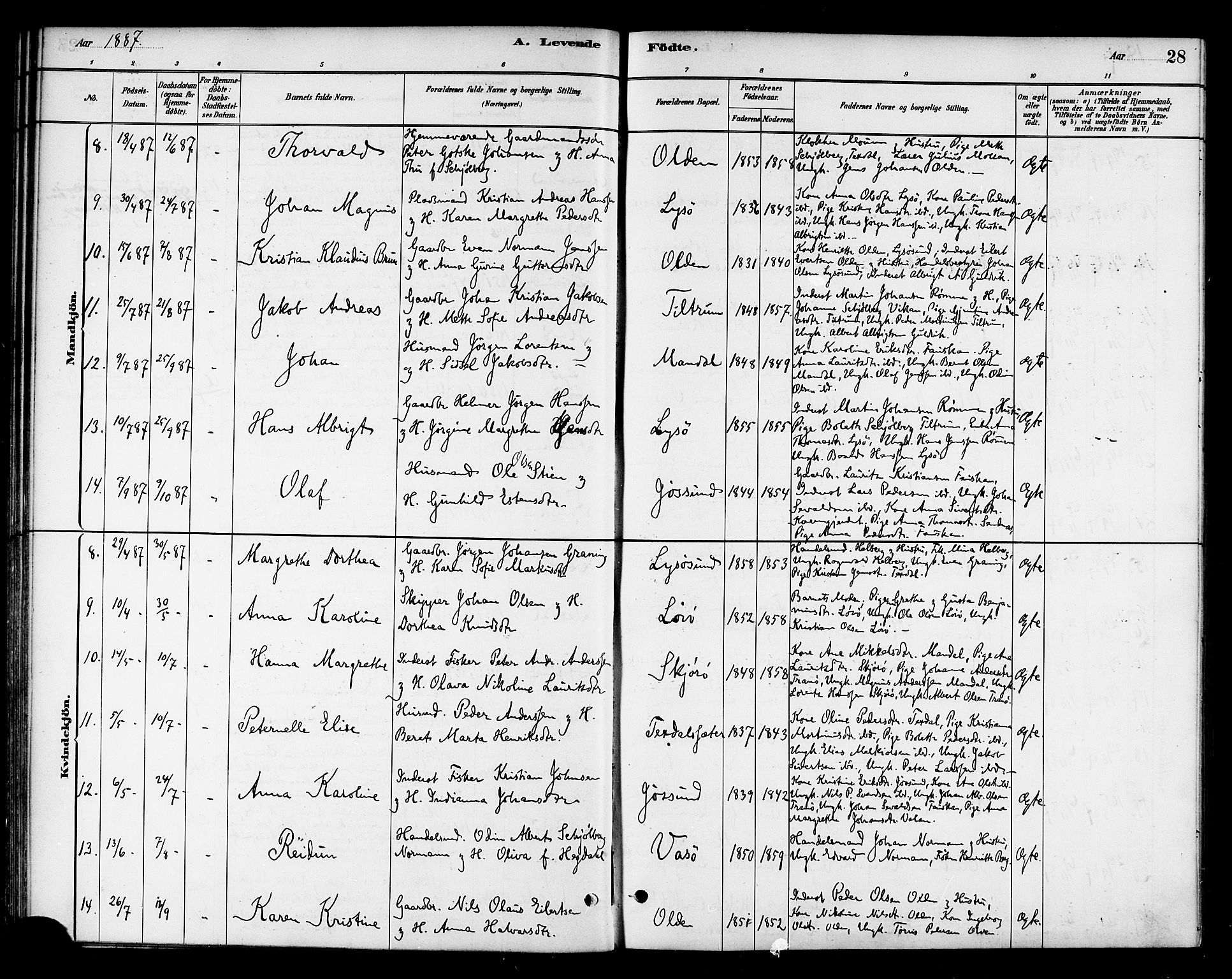 Ministerialprotokoller, klokkerbøker og fødselsregistre - Sør-Trøndelag, AV/SAT-A-1456/654/L0663: Parish register (official) no. 654A01, 1880-1894, p. 28