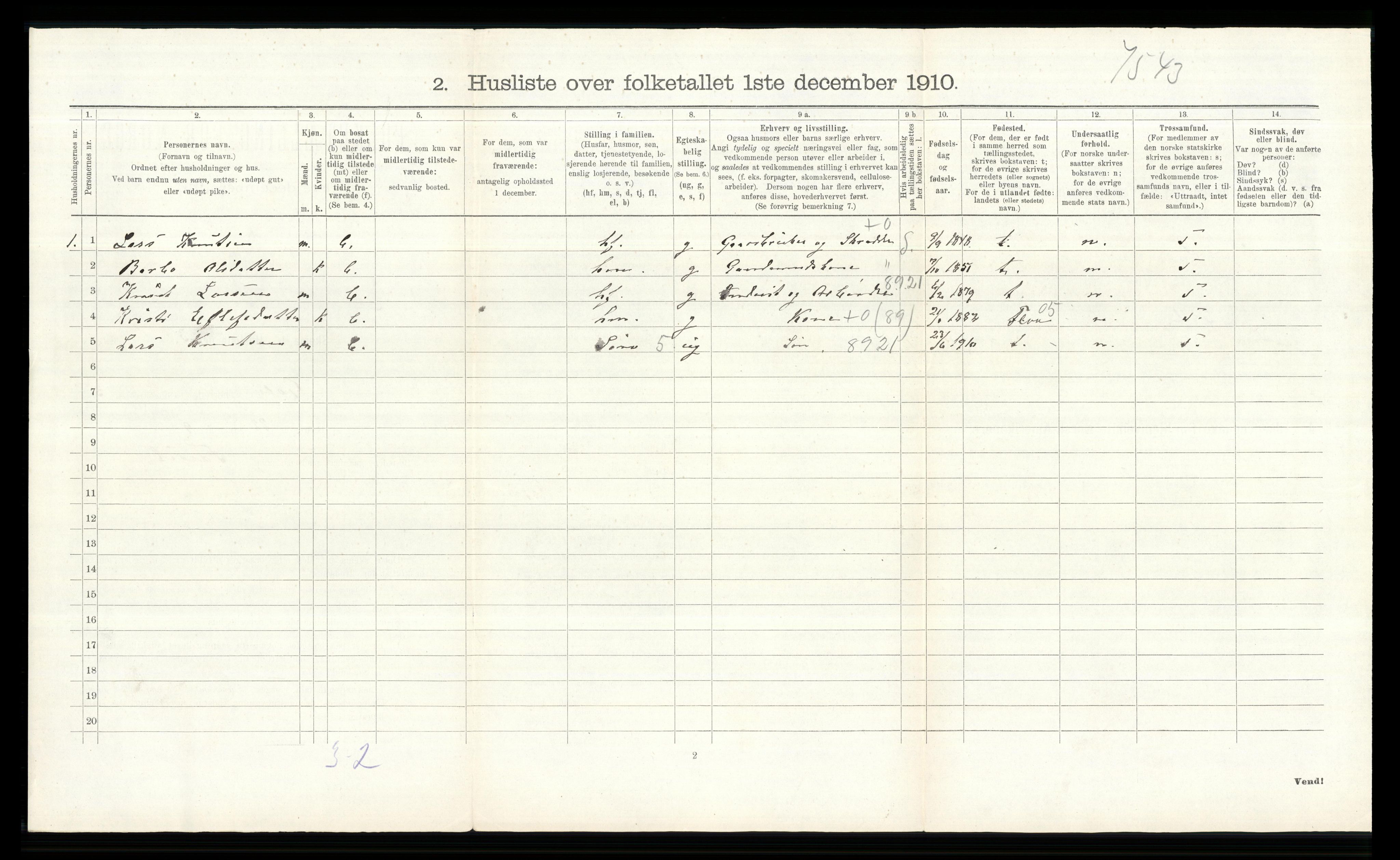 RA, 1910 census for Gol, 1910, p. 495