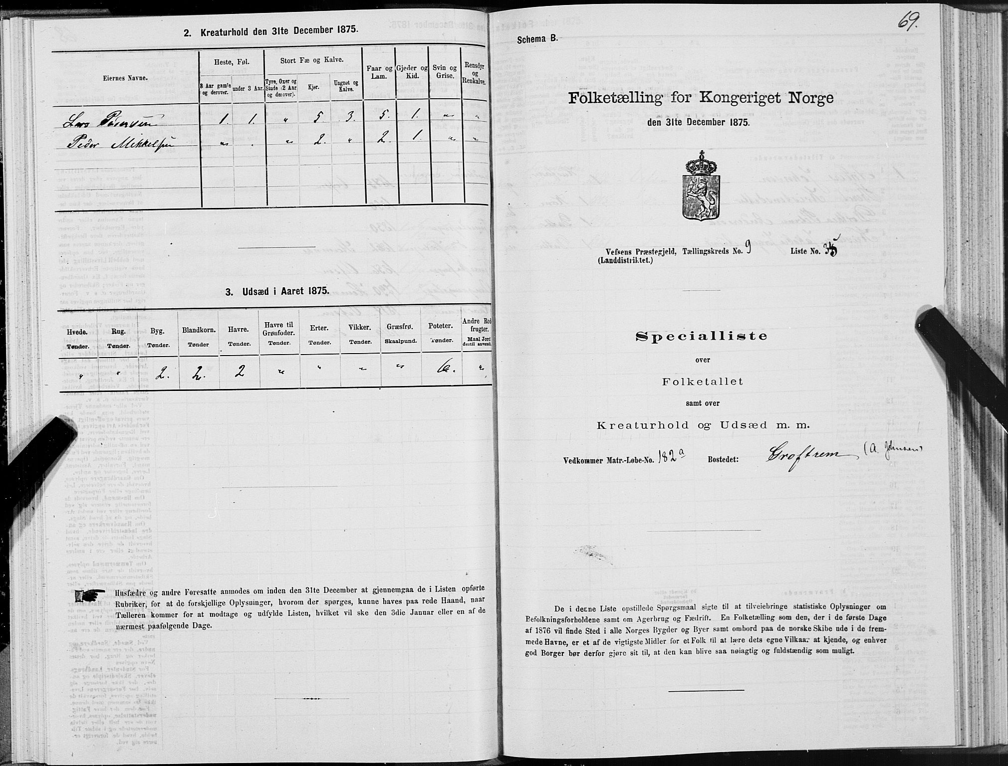 SAT, 1875 census for 1824L Vefsn/Vefsn, 1875, p. 3069