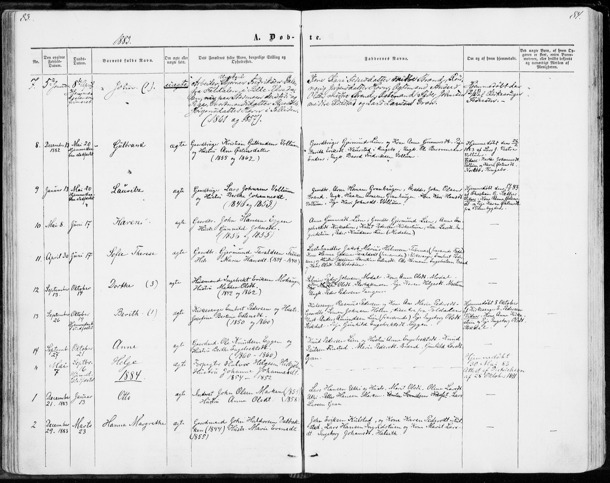 Sollia prestekontor, SAH/PREST-050/H/Ha/Haa/L0001: Parish register (official) no. 1, 1856-1885, p. 83-84