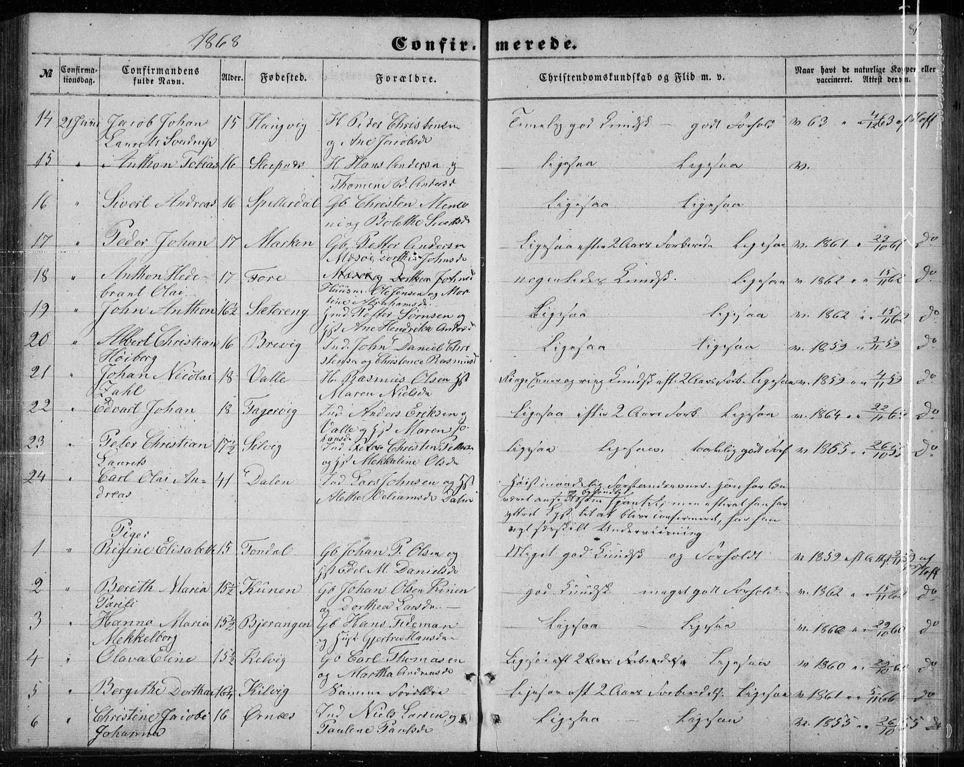 Ministerialprotokoller, klokkerbøker og fødselsregistre - Nordland, SAT/A-1459/843/L0633: Parish register (copy) no. 843C02, 1853-1873, p. 81