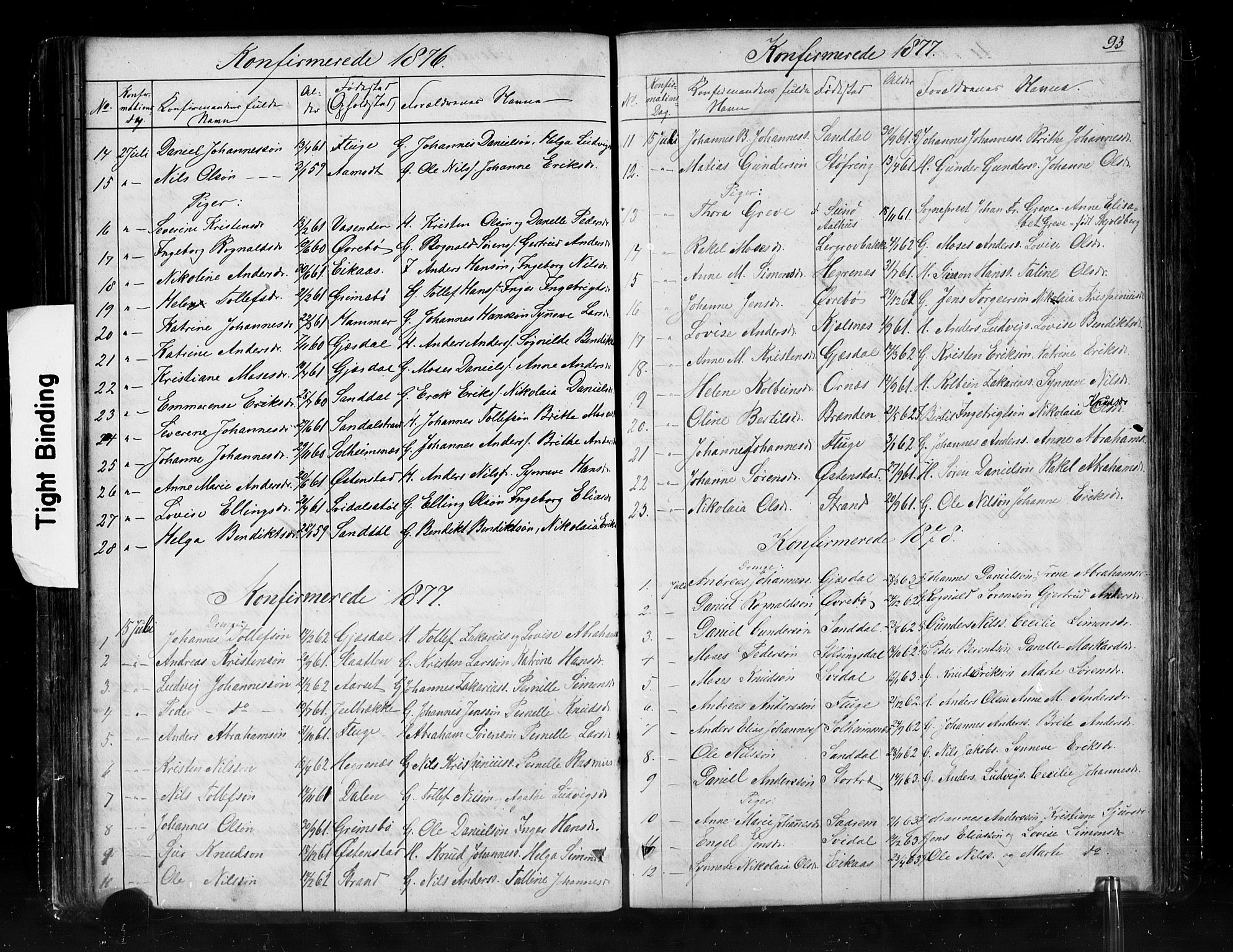 Jølster sokneprestembete, SAB/A-80701/H/Hab/Haba/L0001: Parish register (copy) no. A 1, 1853-1894, p. 93